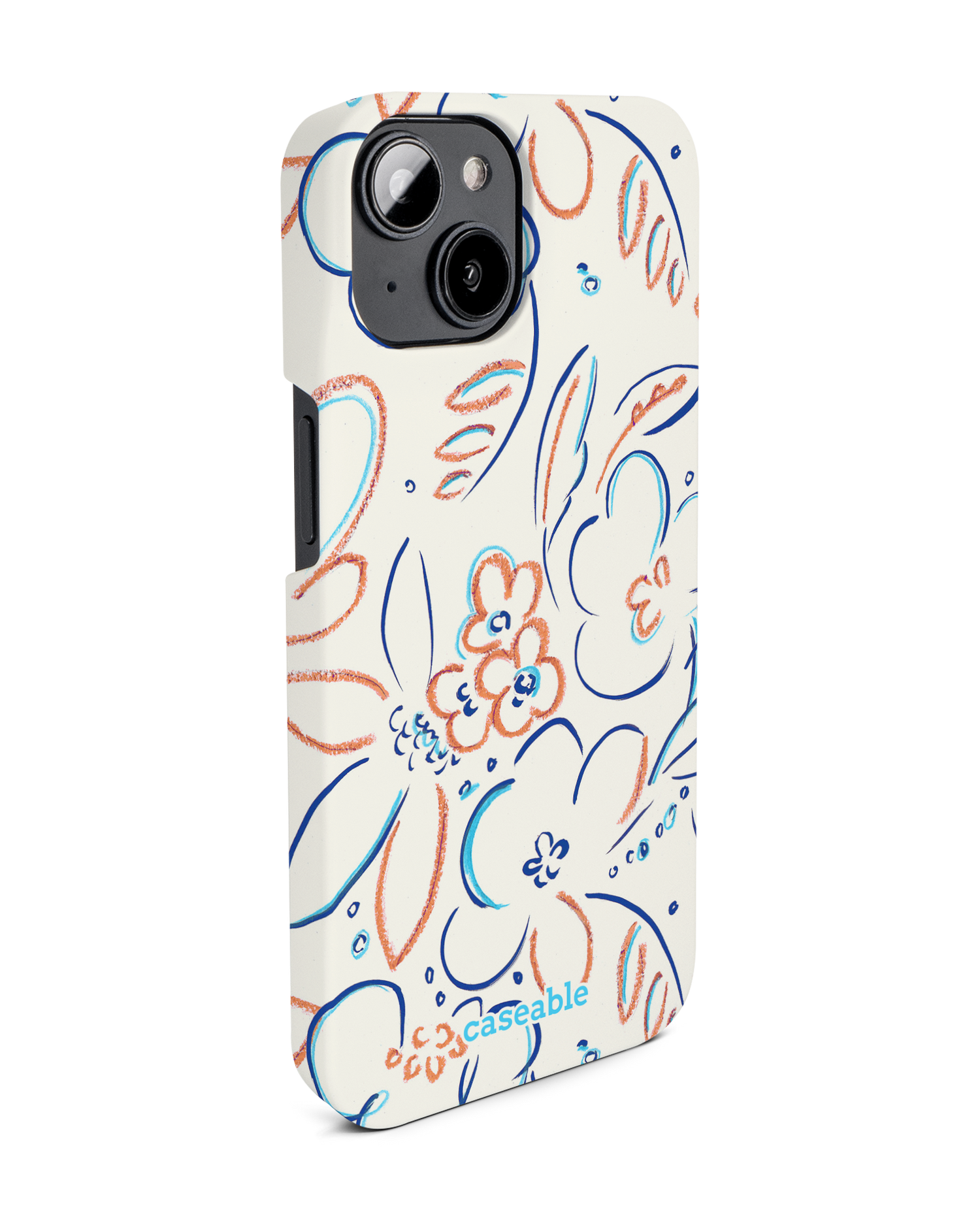 Bloom Doodles Hard Shell Phone Case for Apple iPhone 14: View from the left side