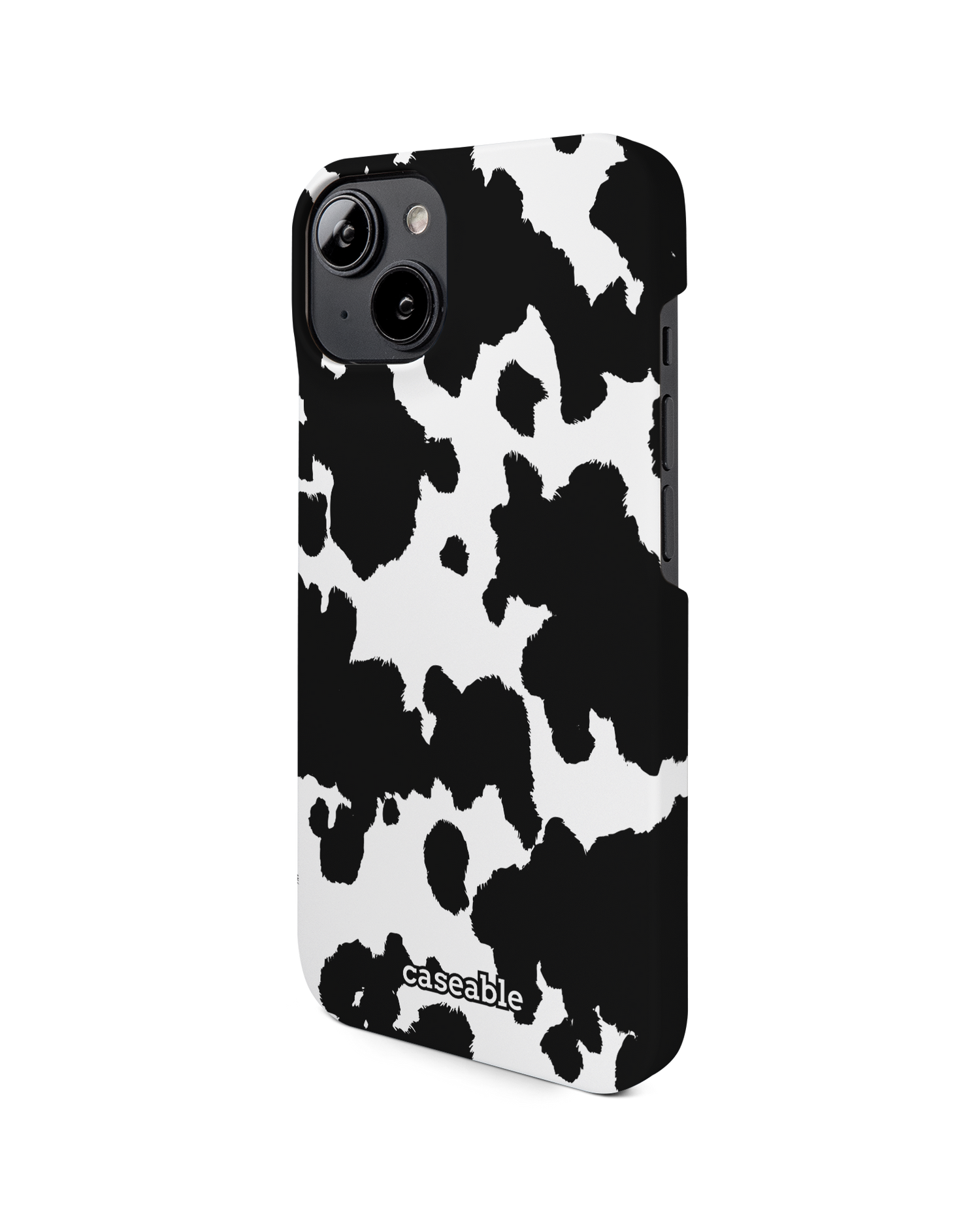 Cow Print Hard Shell Phone Case for Apple iPhone 14: View from the right side