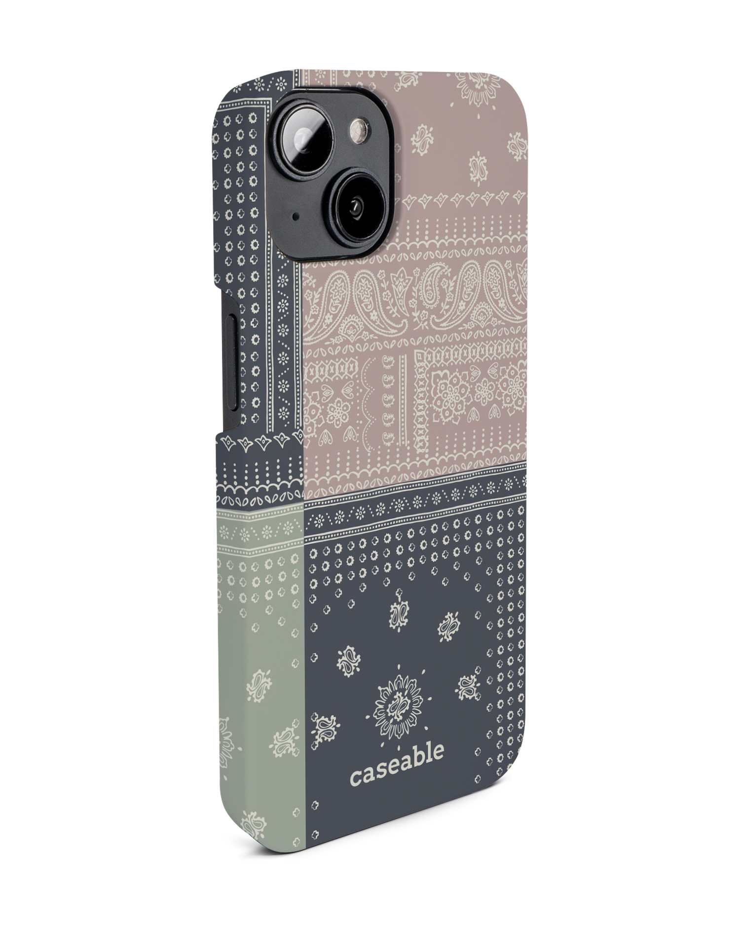 Bandana Patchwork Hard Shell Phone Case for Apple iPhone 14: View from the left side