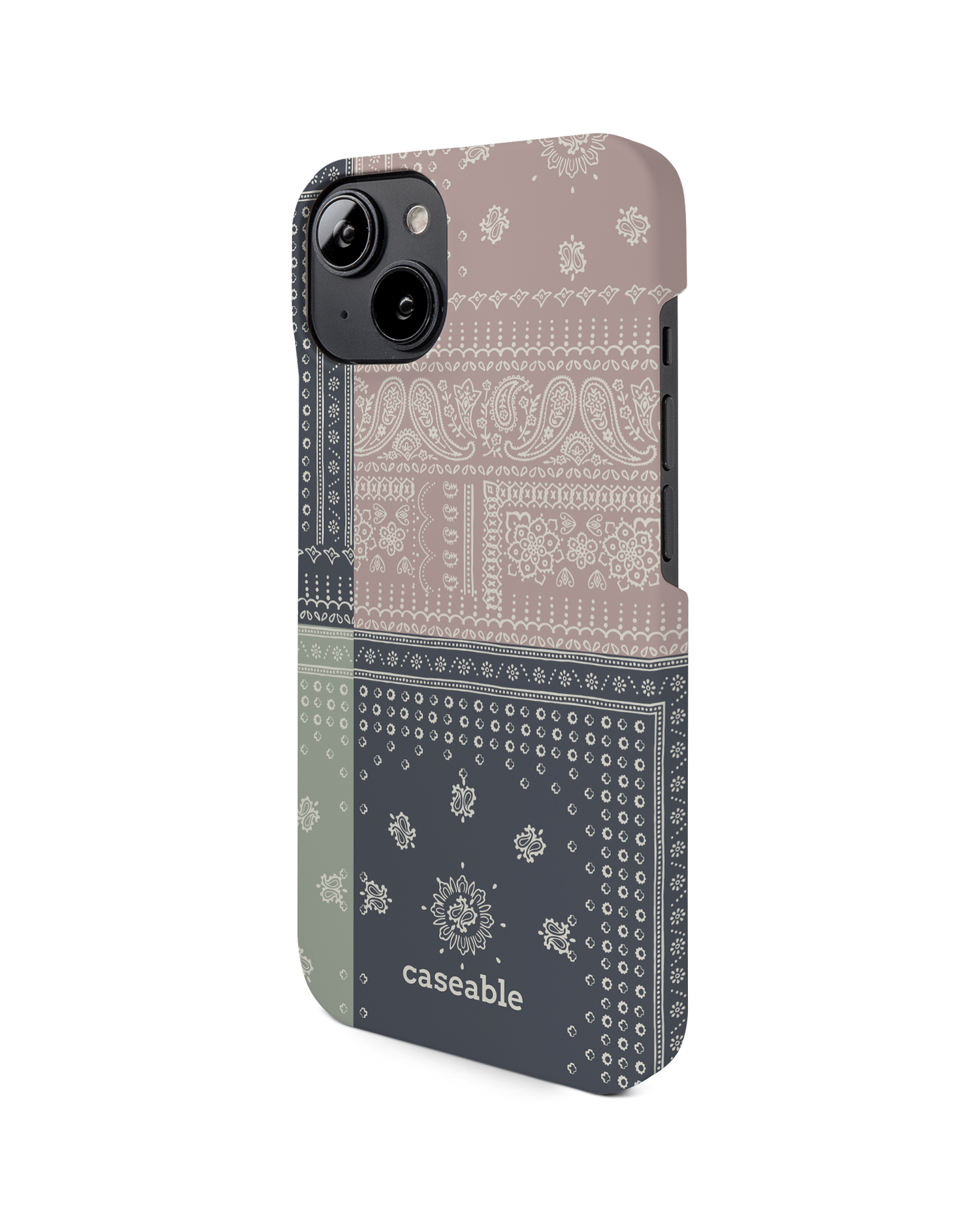Bandana Patchwork Hard Shell Phone Case for Apple iPhone 14: View from the right side