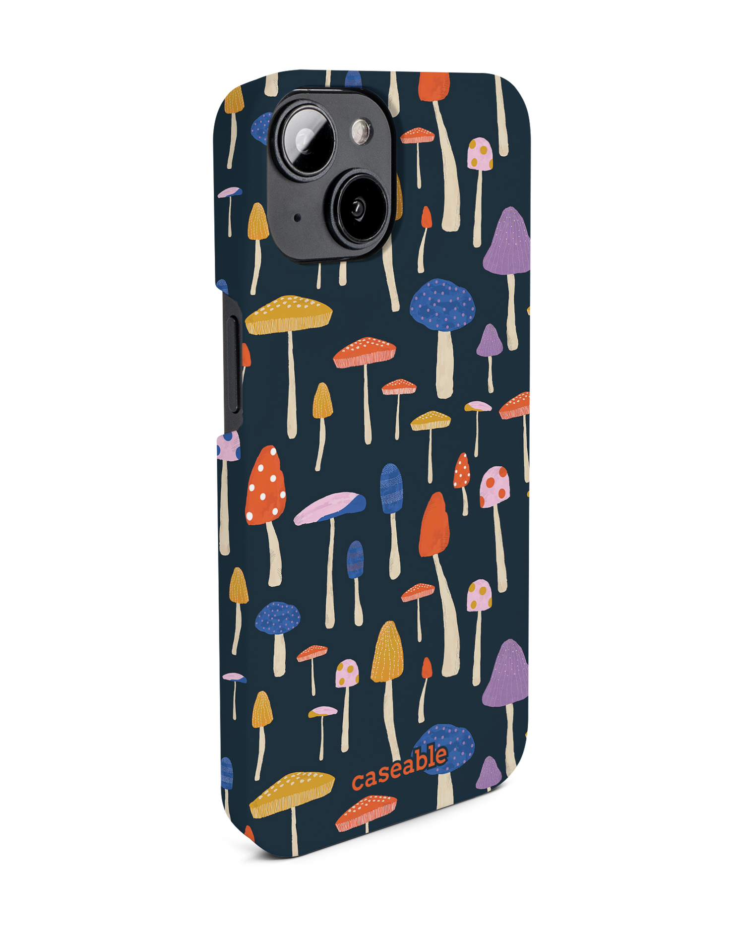 Mushroom Delights Hard Shell Phone Case for Apple iPhone 14: View from the left side