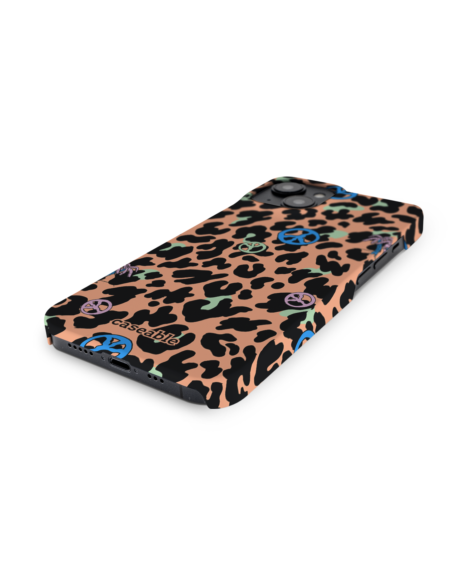 Leopard Peace Palms Hard Shell Phone Case for Apple iPhone 14: Lying