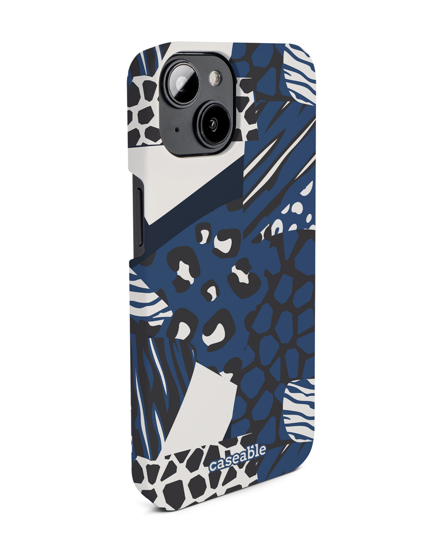 Animal Print Patchwork Hard Shell Phone Case for Apple iPhone 14: View from the left side