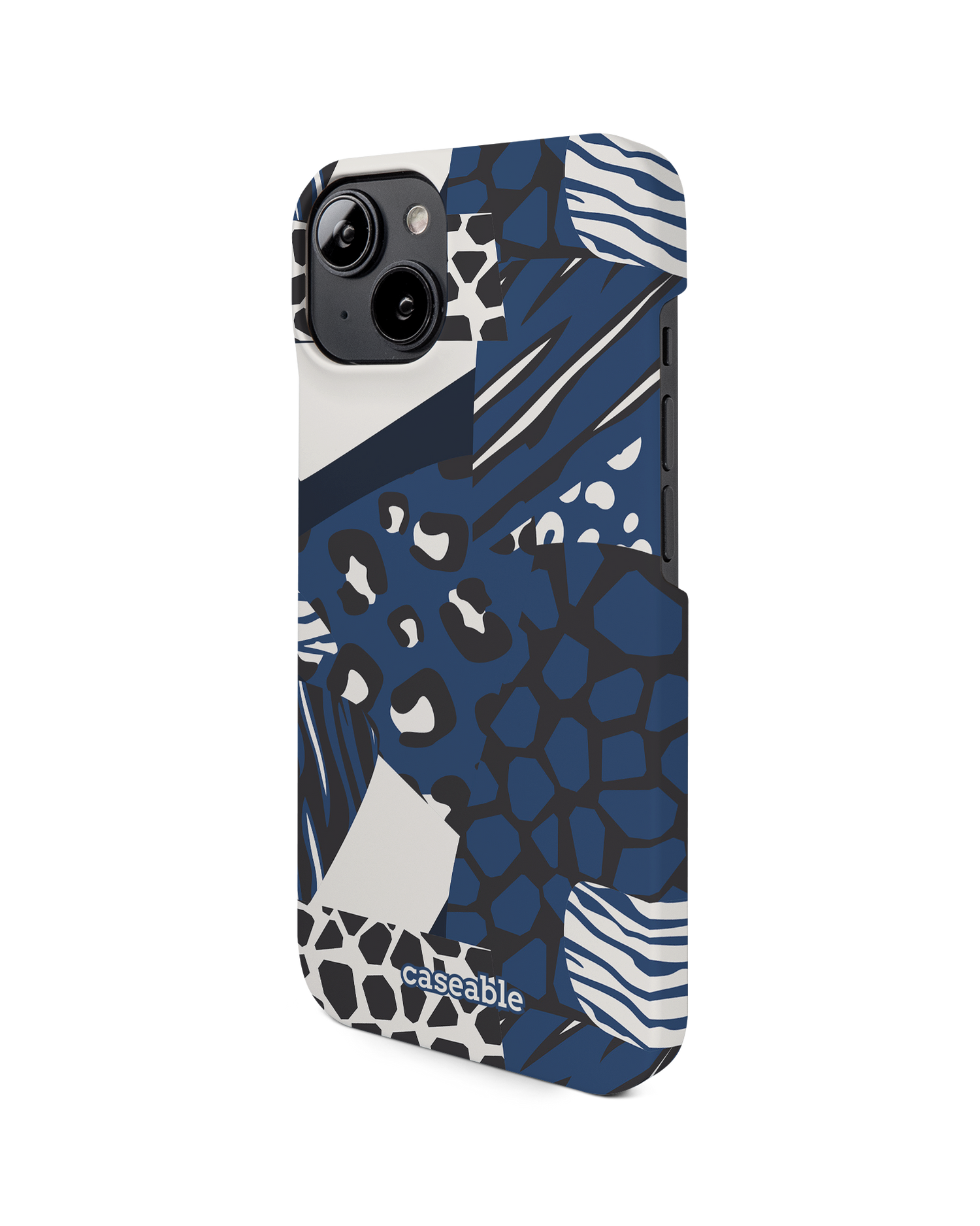 Animal Print Patchwork Hard Shell Phone Case for Apple iPhone 14: View from the right side