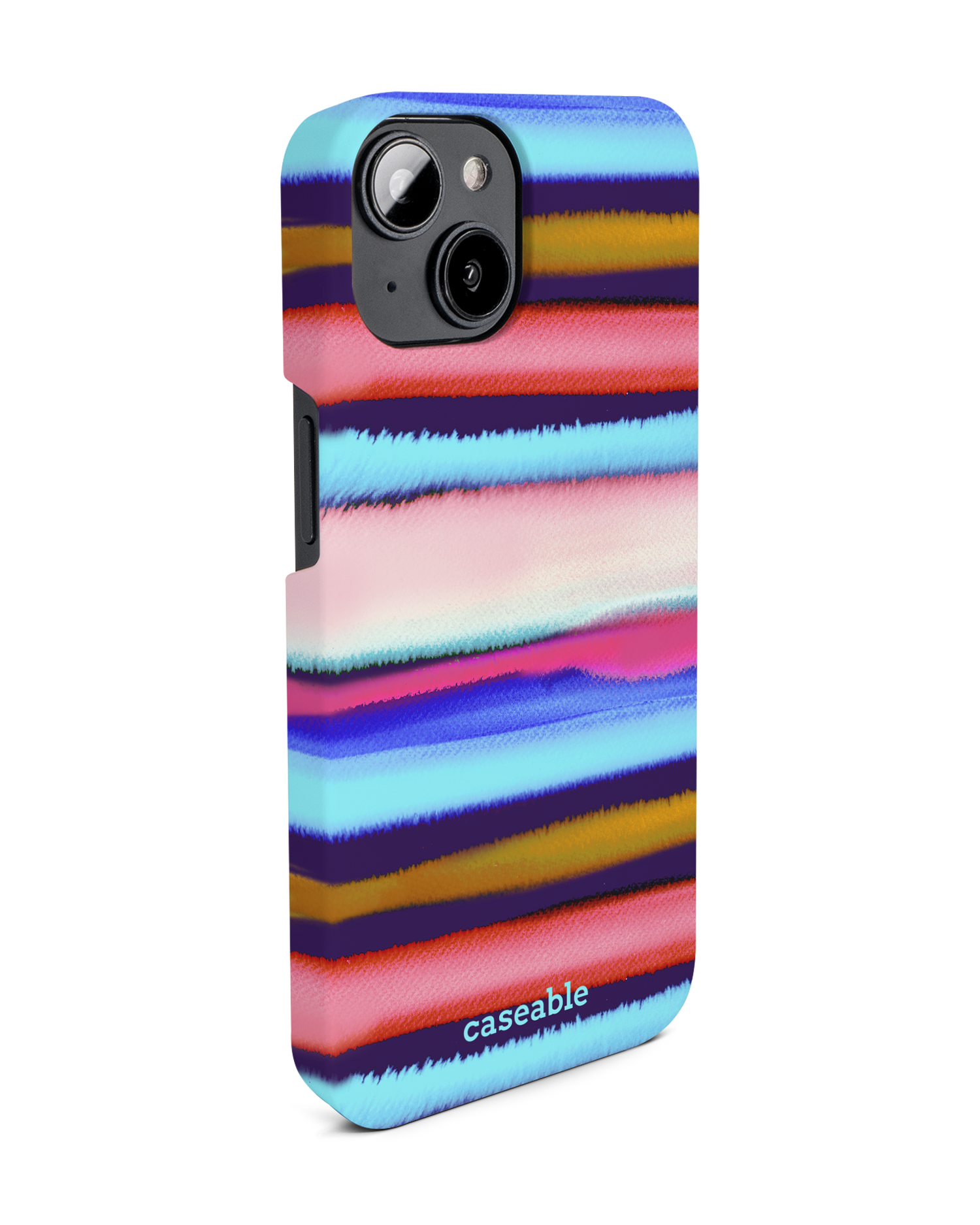 Watercolor Stripes Hard Shell Phone Case for Apple iPhone 14: View from the left side