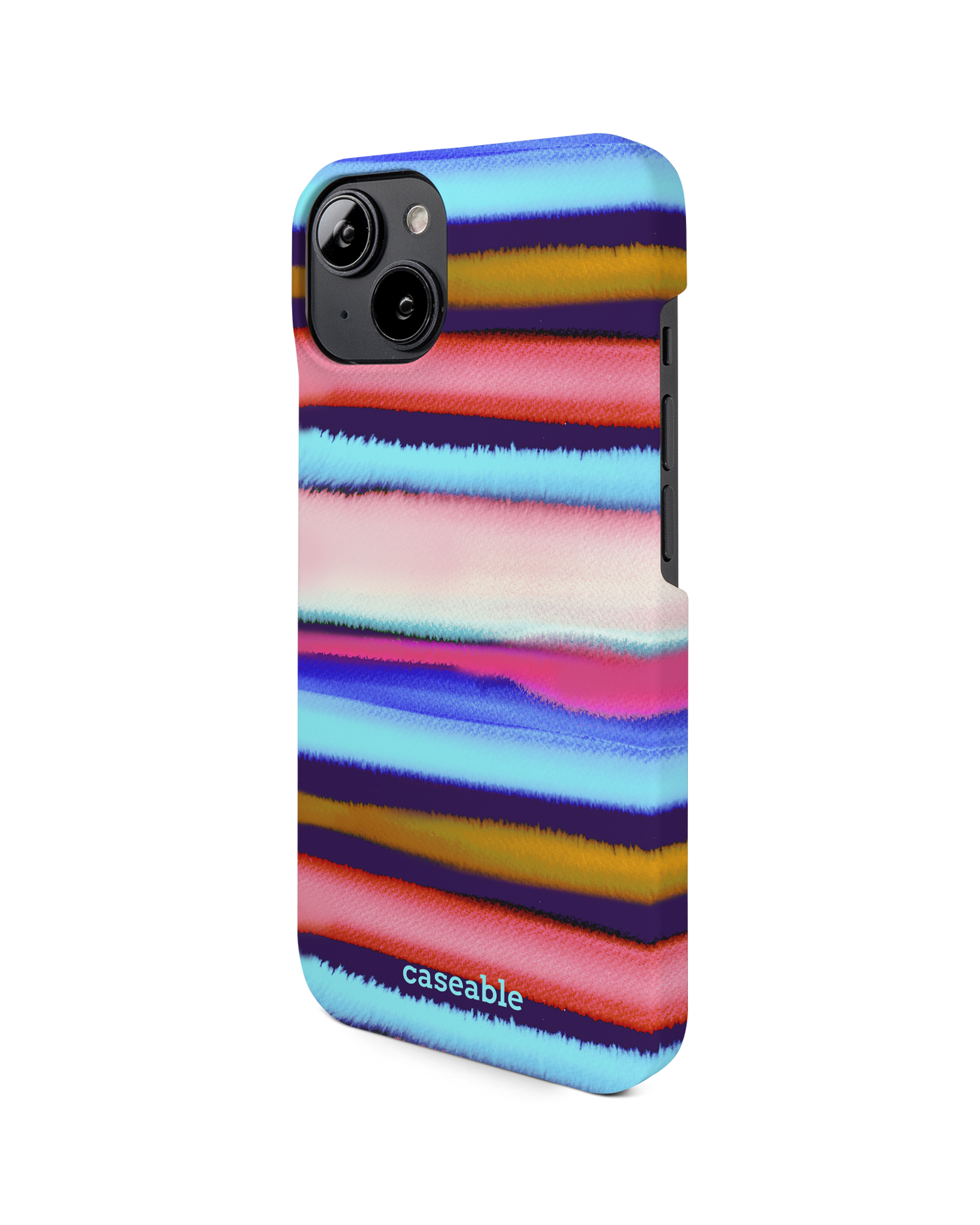 Watercolor Stripes Hard Shell Phone Case for Apple iPhone 14: View from the right side