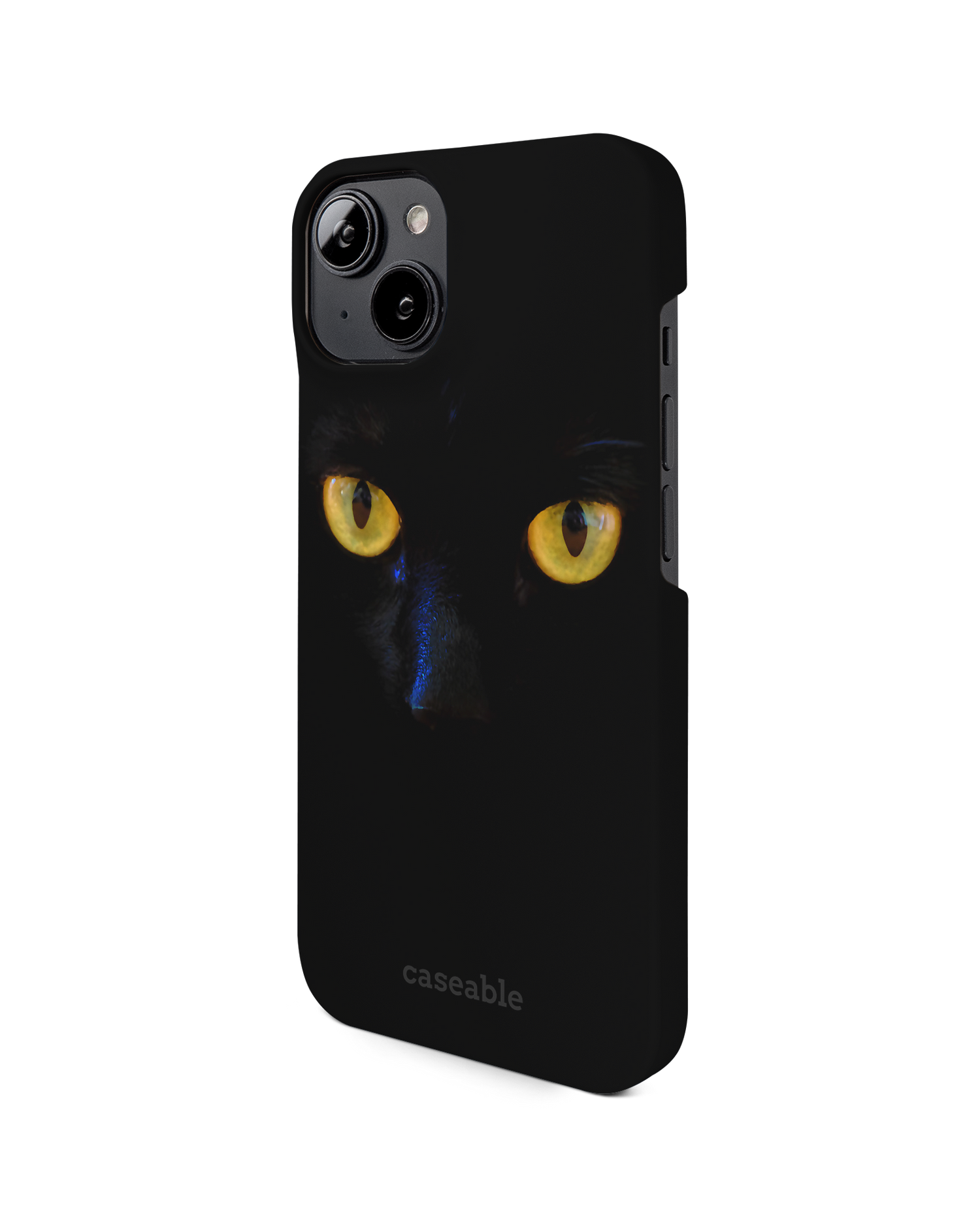Black Cat Hard Shell Phone Case for Apple iPhone 14: View from the right side