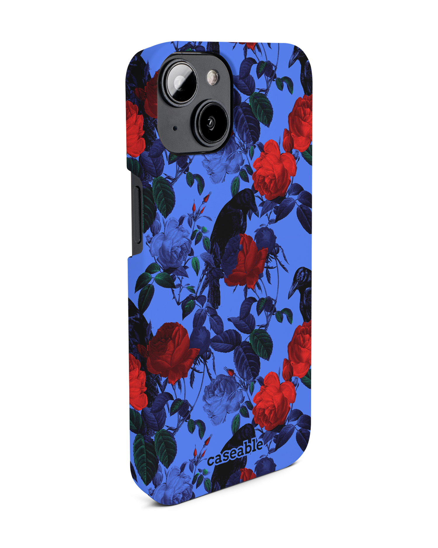 Roses And Ravens Hard Shell Phone Case for Apple iPhone 14: View from the left side