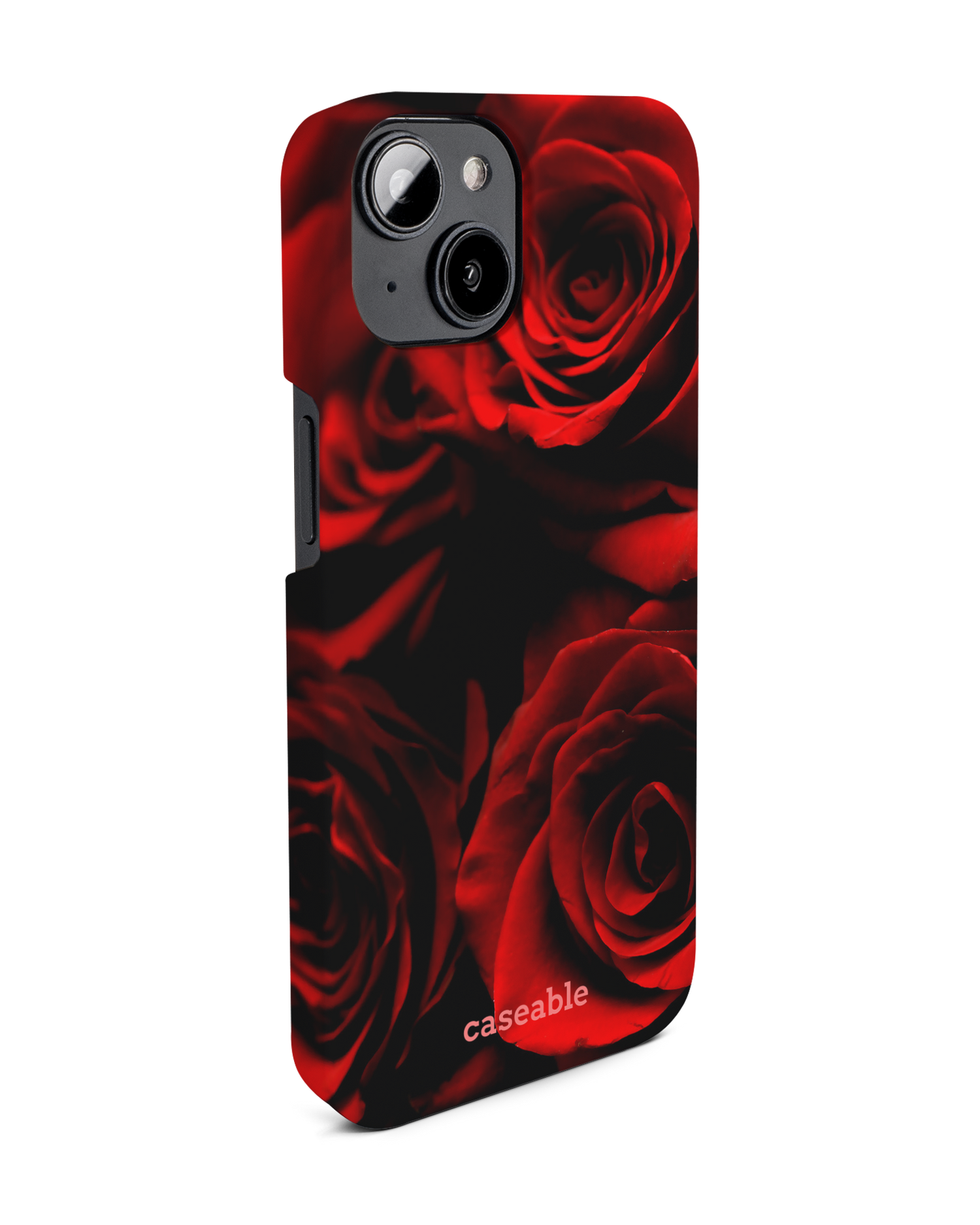 Red Roses Hard Shell Phone Case for Apple iPhone 14: View from the left side