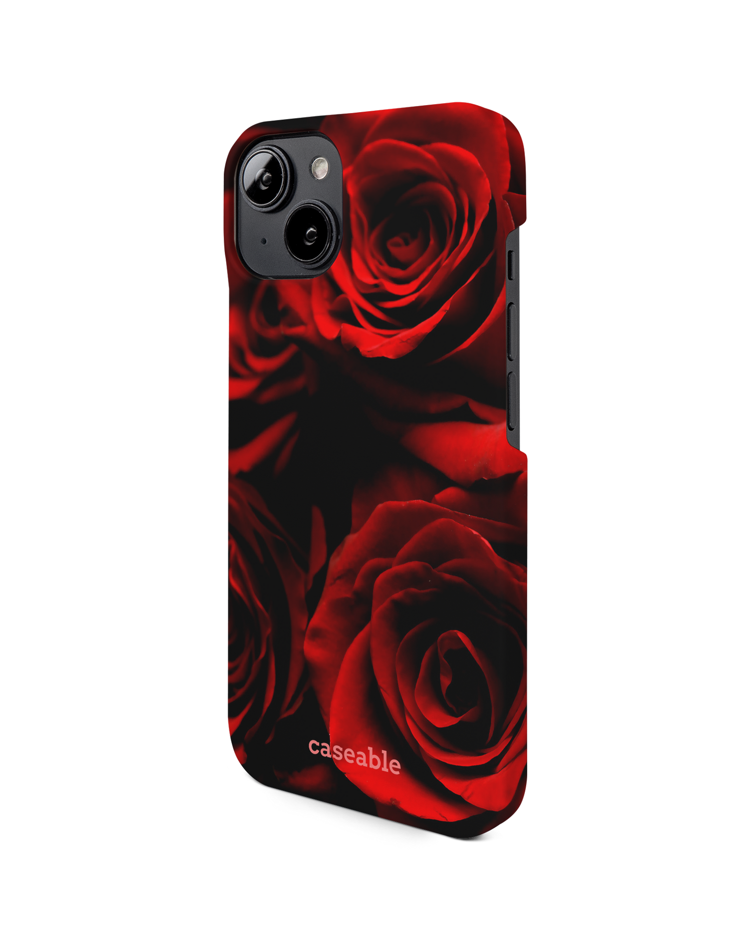Red Roses Hard Shell Phone Case for Apple iPhone 14: View from the right side