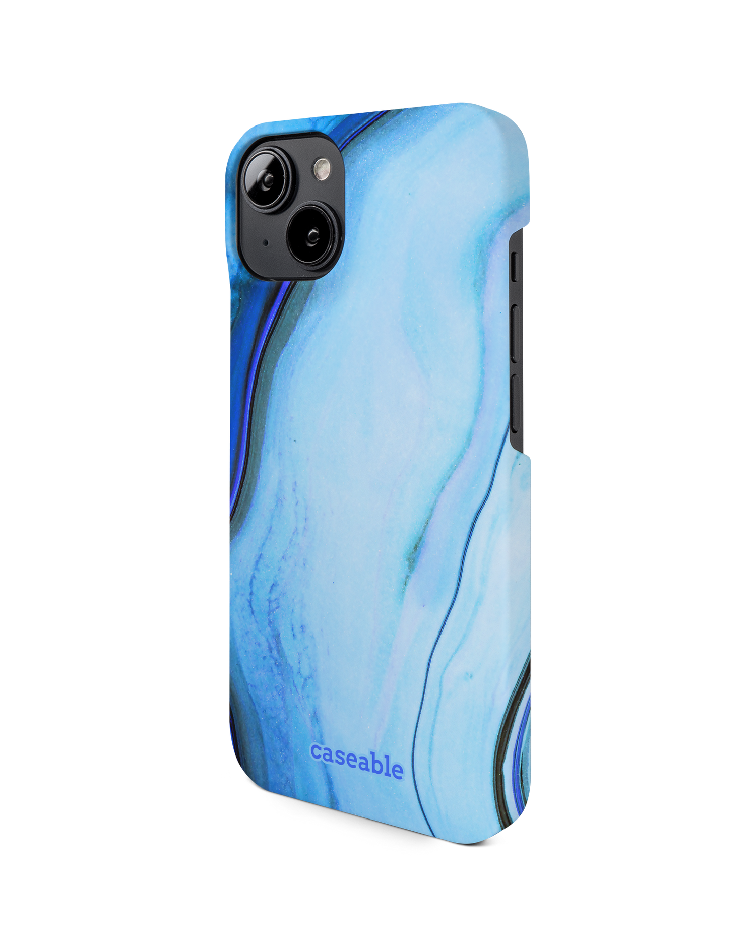 Cool Blues Hard Shell Phone Case for Apple iPhone 14: View from the right side