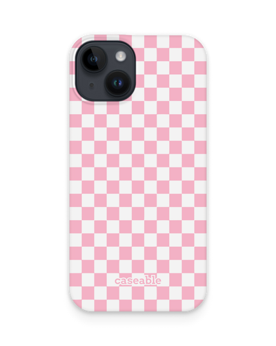 Pink Checkerboard Hard Shell Phone Case for Apple iPhone 14