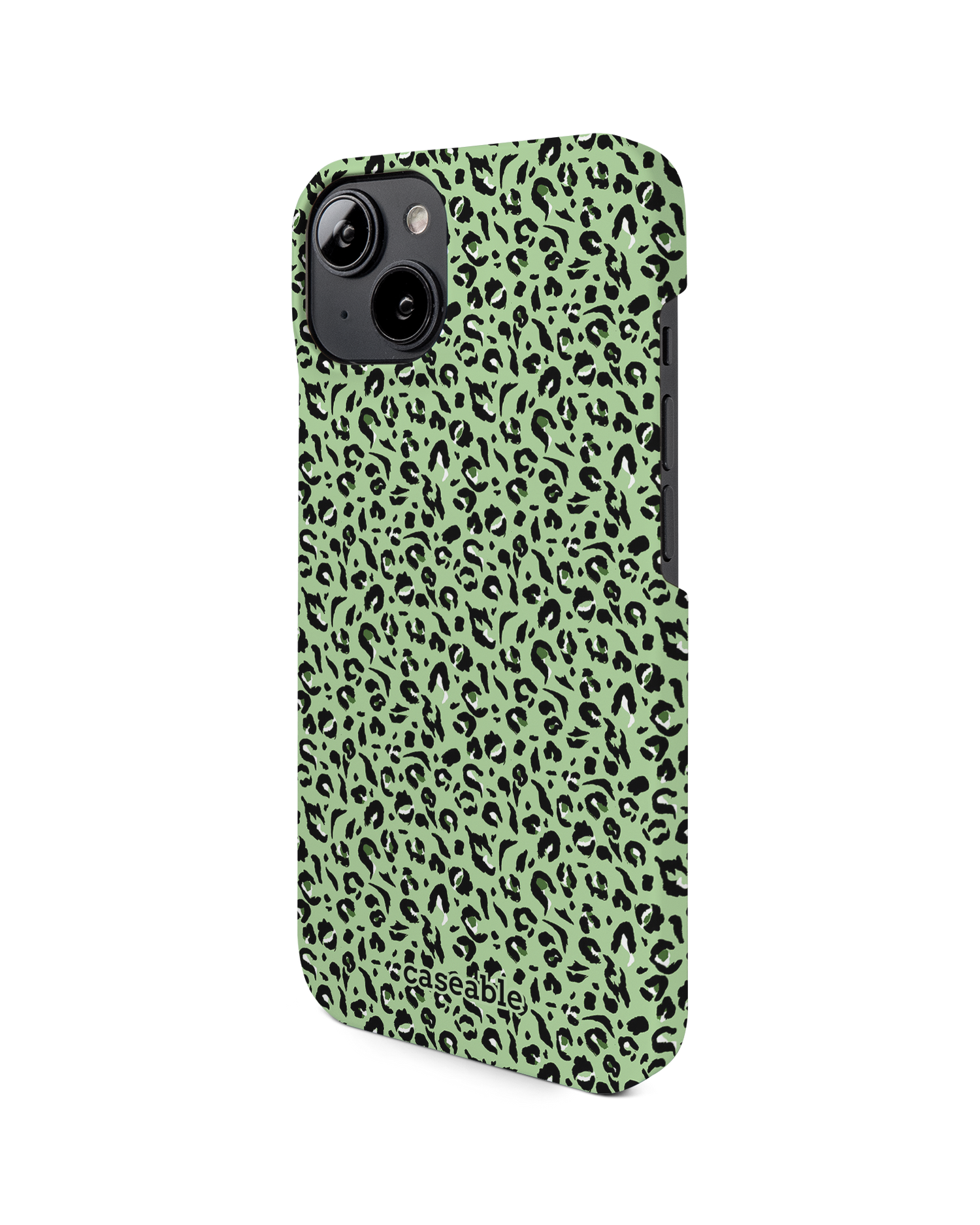 Mint Leopard Hard Shell Phone Case for Apple iPhone 14: View from the right side