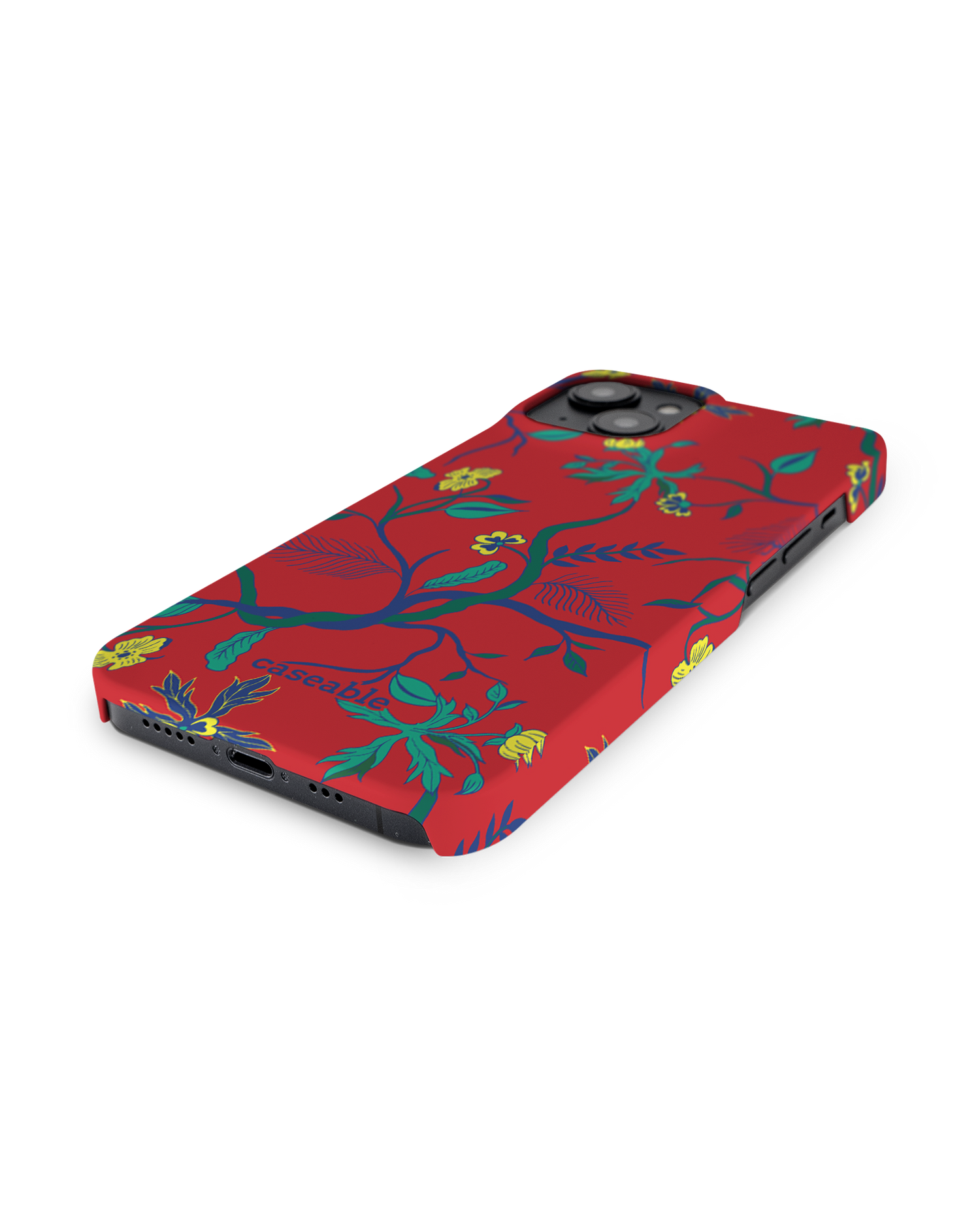 Ultra Red Floral Hard Shell Phone Case for Apple iPhone 14: Lying