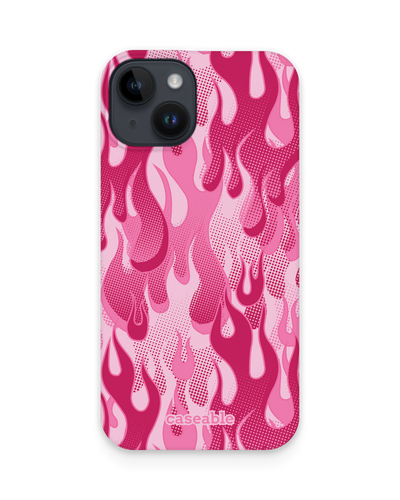 Pink Flames Hard Shell Phone Case for Apple iPhone 15