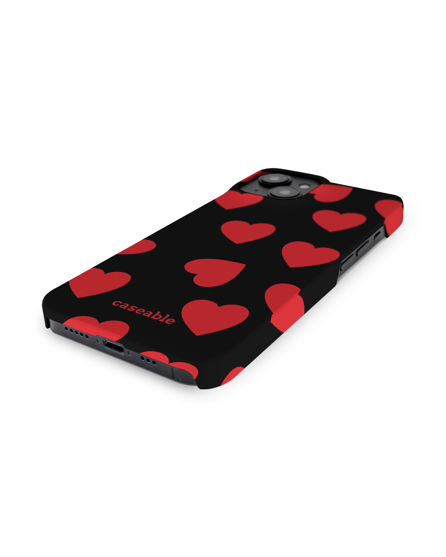 Repeating Hearts Hard Shell Phone Case for Apple iPhone 14: Lying