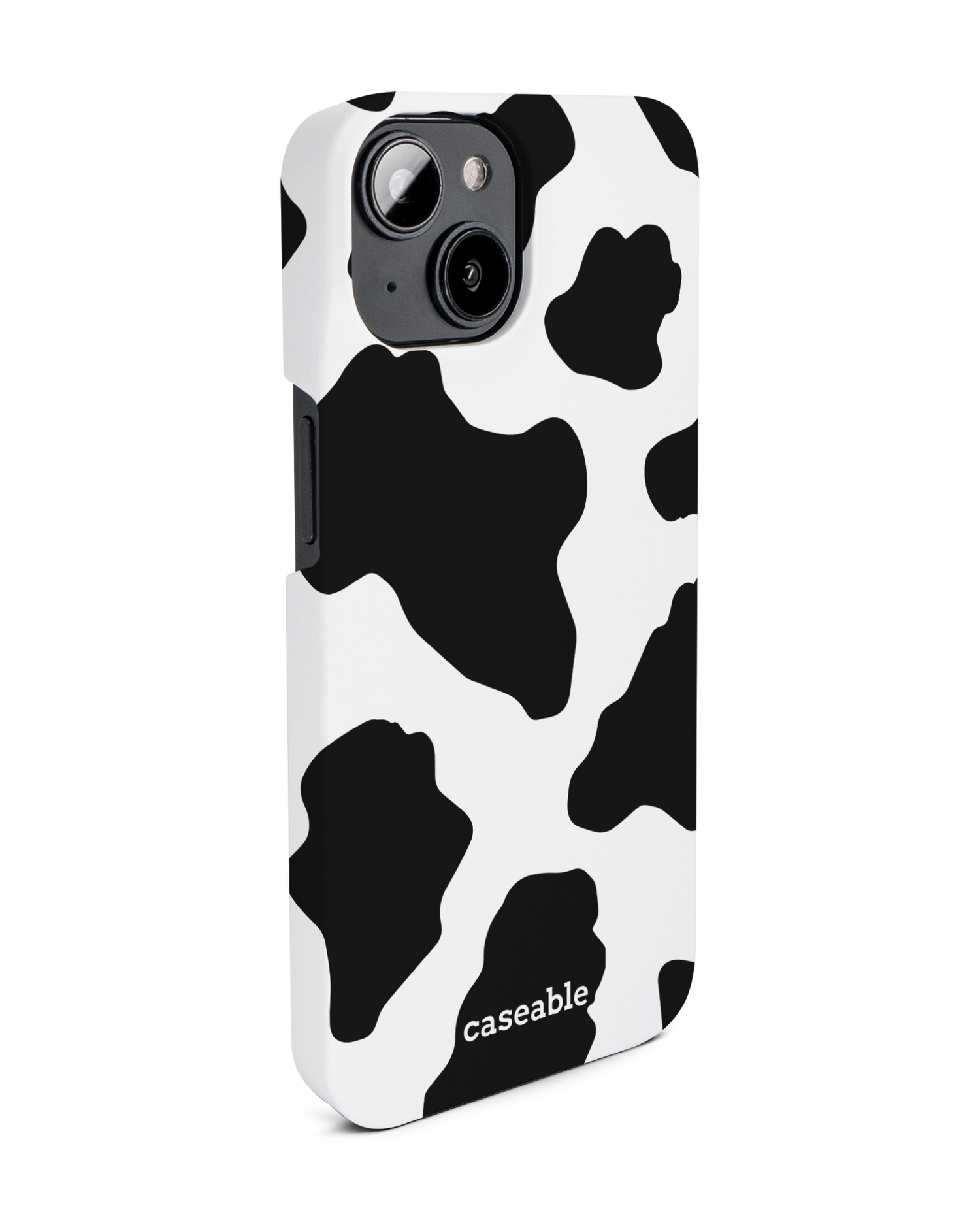 Cow Print 2 Hard Shell Phone Case for Apple iPhone 14: View from the left side