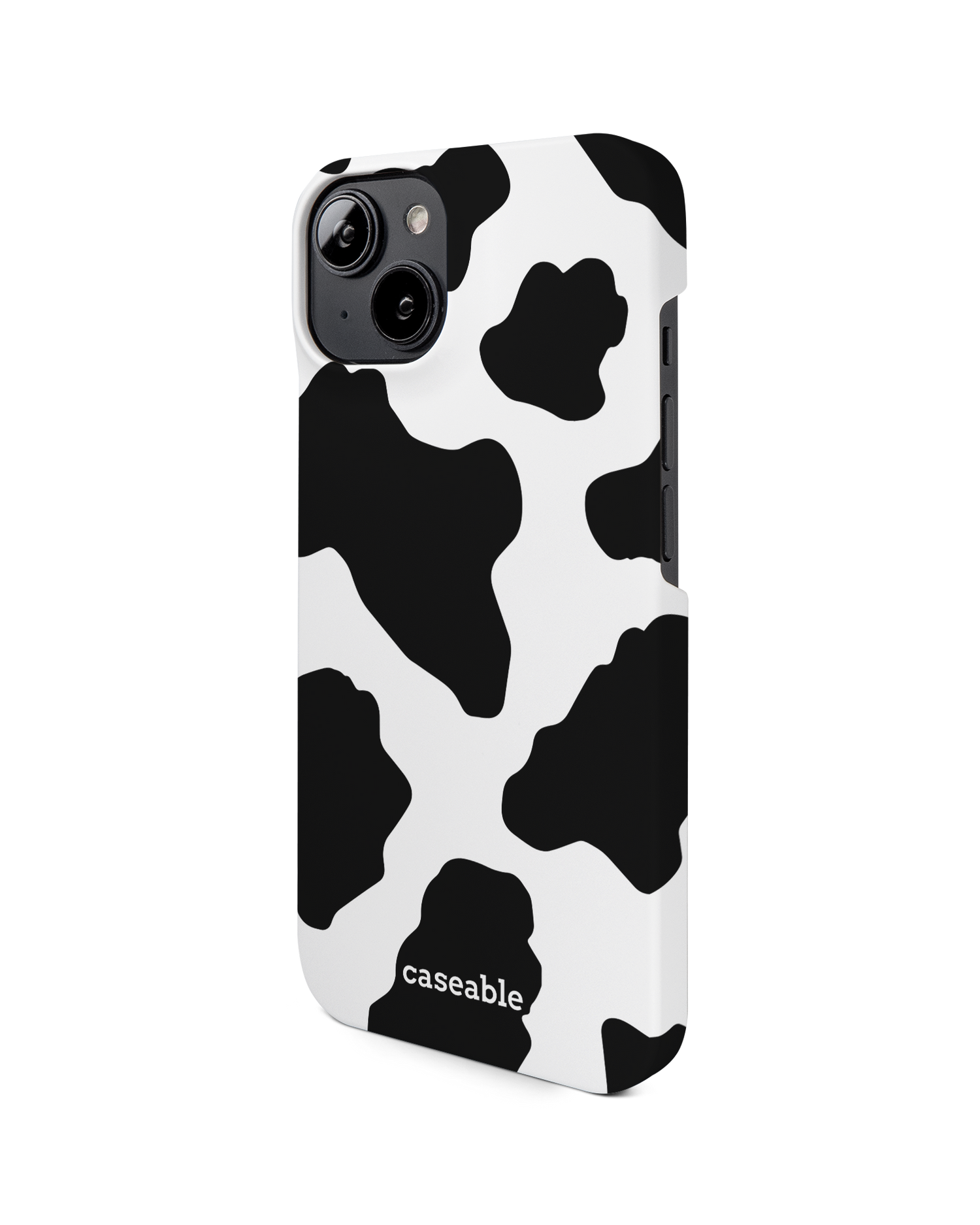 Cow Print 2 Hard Shell Phone Case for Apple iPhone 14: View from the right side