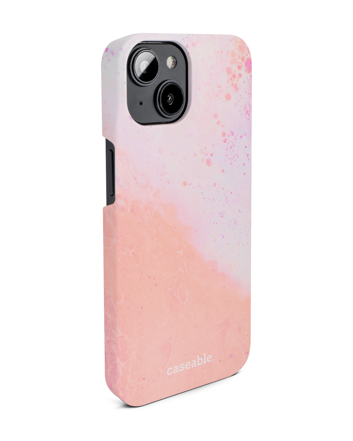Peaches & Cream Marble Hard Shell Phone Case for Apple iPhone 14: View from the left side