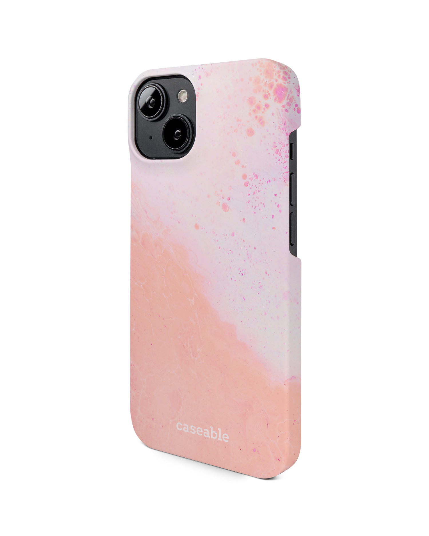 Peaches & Cream Marble Hard Shell Phone Case for Apple iPhone 14: View from the right side