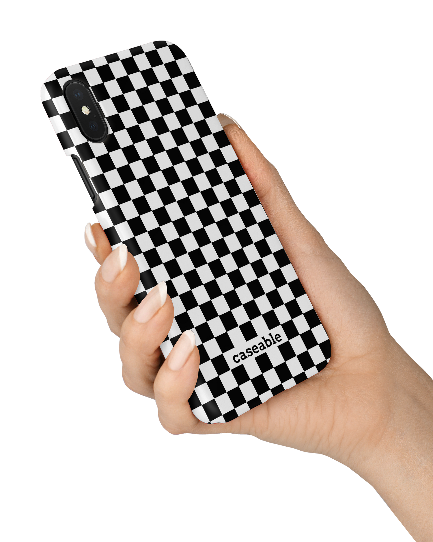 Squares Hard Shell Phone Case Apple iPhone X, Apple iPhone XS held in hand