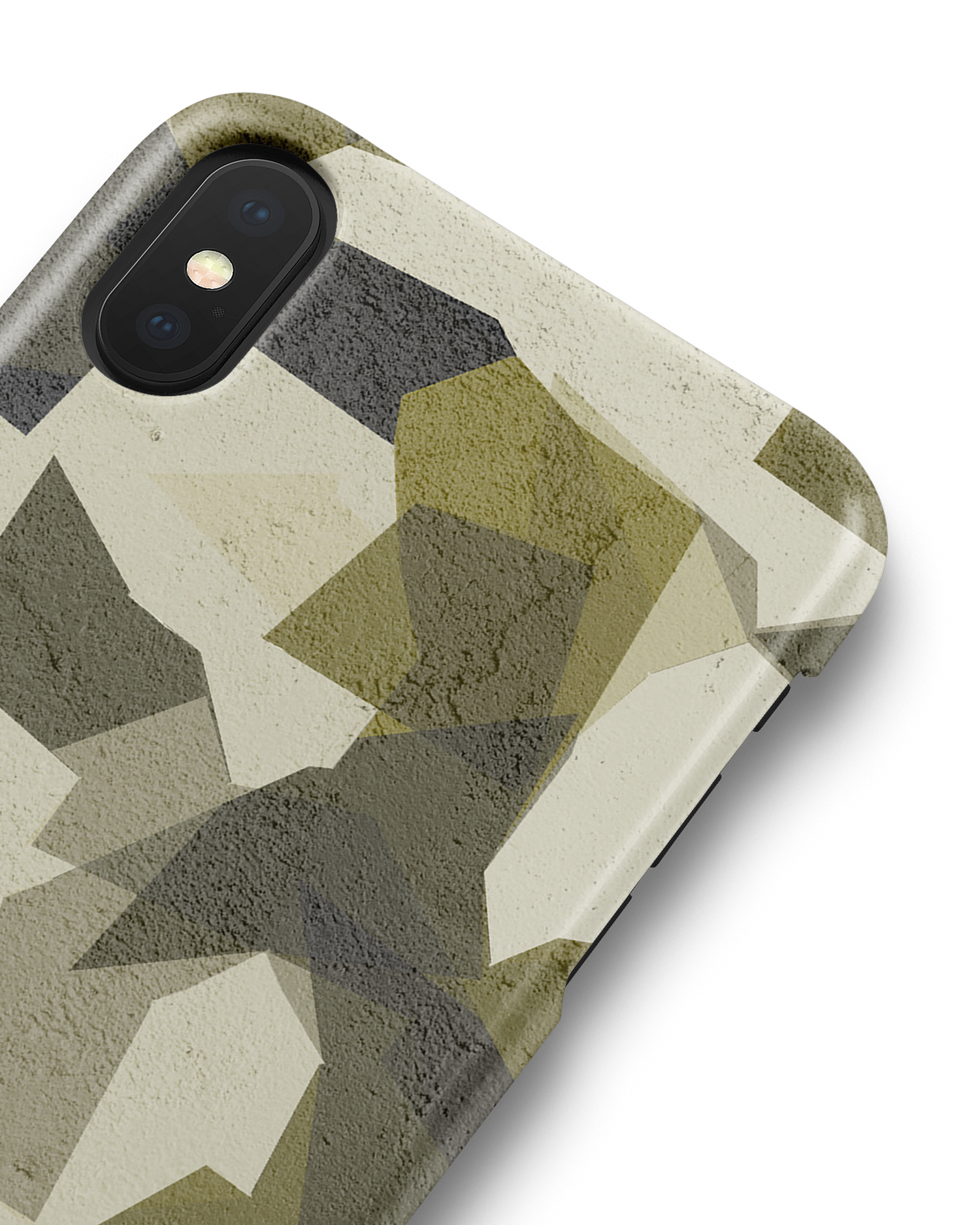 Geometric Camo Green Hard Shell Phone Case Apple iPhone X, Apple iPhone XS: Detail Shot