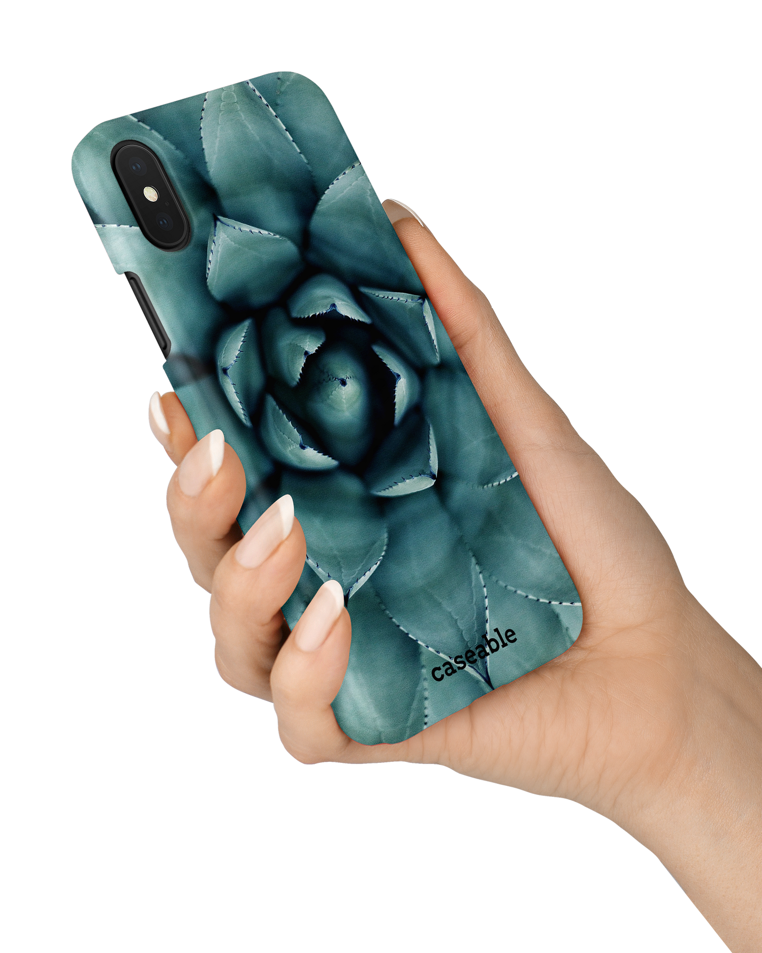 Beautiful Succulent Hard Shell Phone Case Apple iPhone X, Apple iPhone XS held in hand