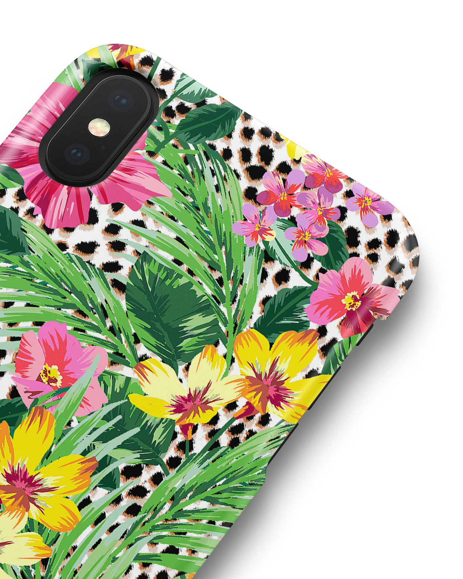 Tropical Cheetah Hard Shell Phone Case Apple iPhone X, Apple iPhone XS: Detail Shot
