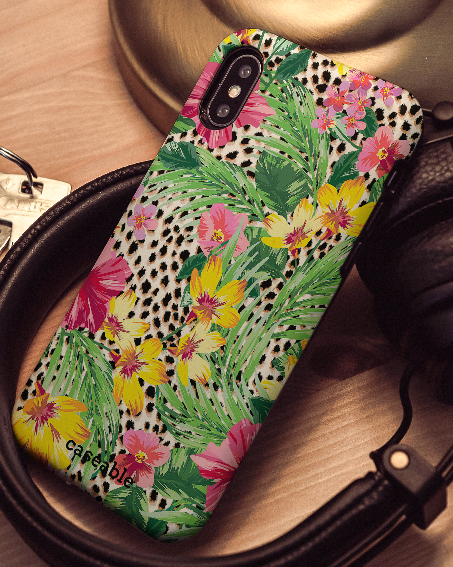 Tropical Cheetah Hard Shell Phone Case Apple iPhone X, Apple iPhone XS: Mood Shot
