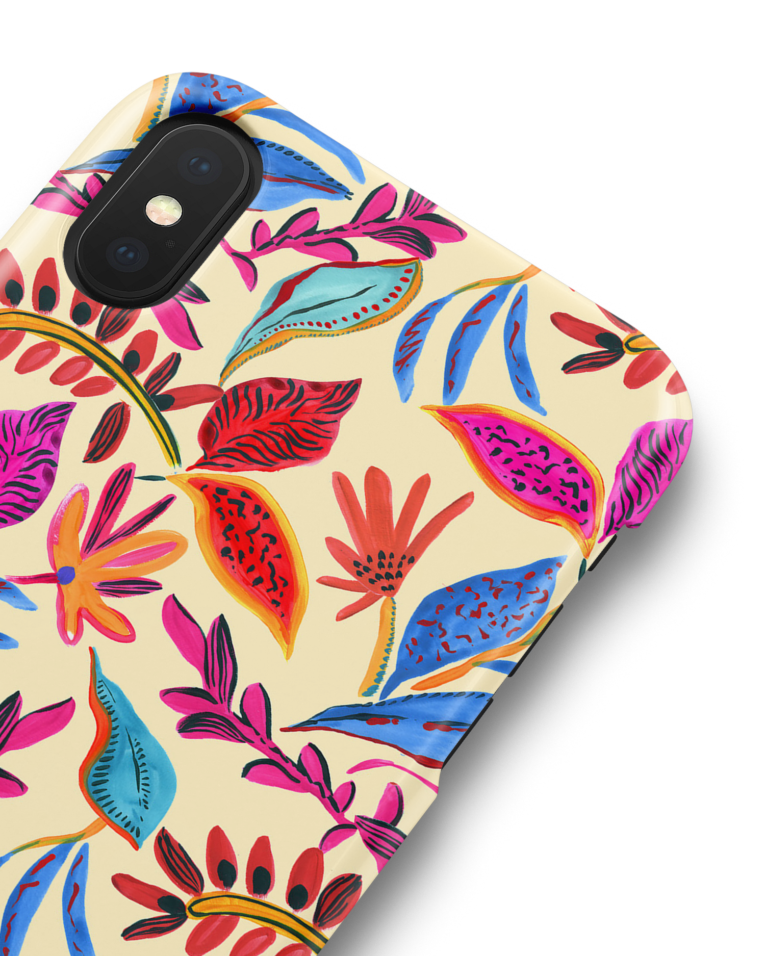 Painterly Spring Leaves Hard Shell Phone Case Apple iPhone X, Apple iPhone XS: Detail Shot