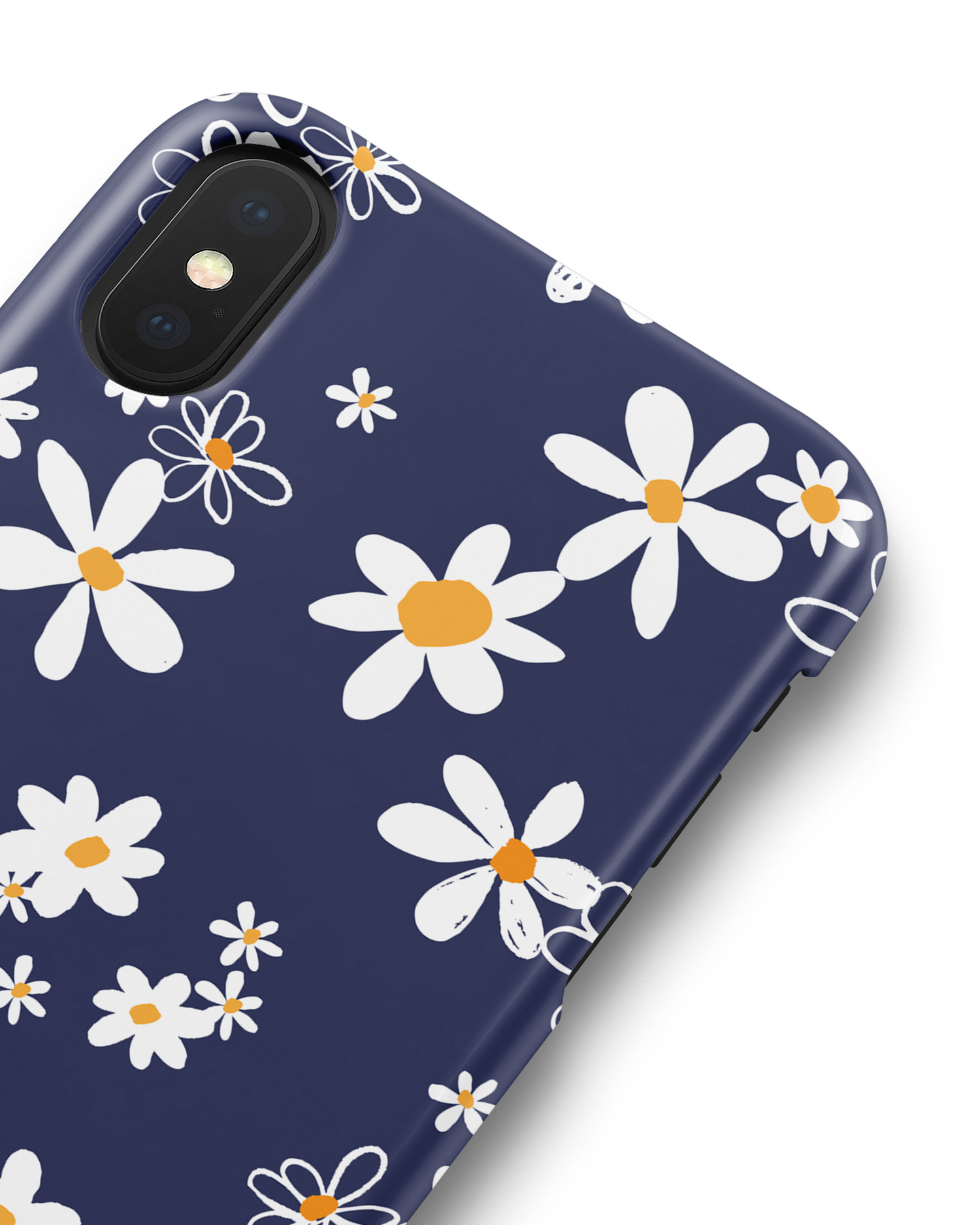 Navy Daisies Hard Shell Phone Case Apple iPhone X, Apple iPhone XS: Detail Shot