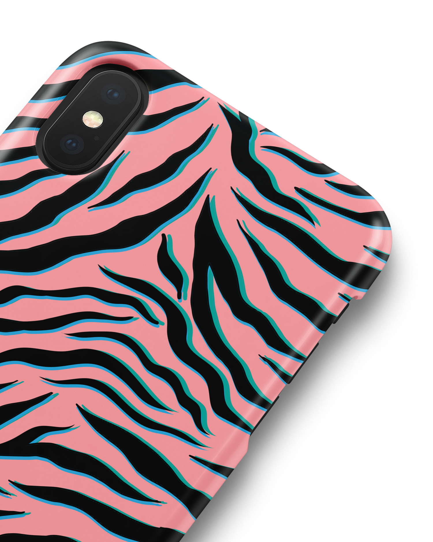 Pink Zebra Hard Shell Phone Case Apple iPhone X, Apple iPhone XS: Detail Shot