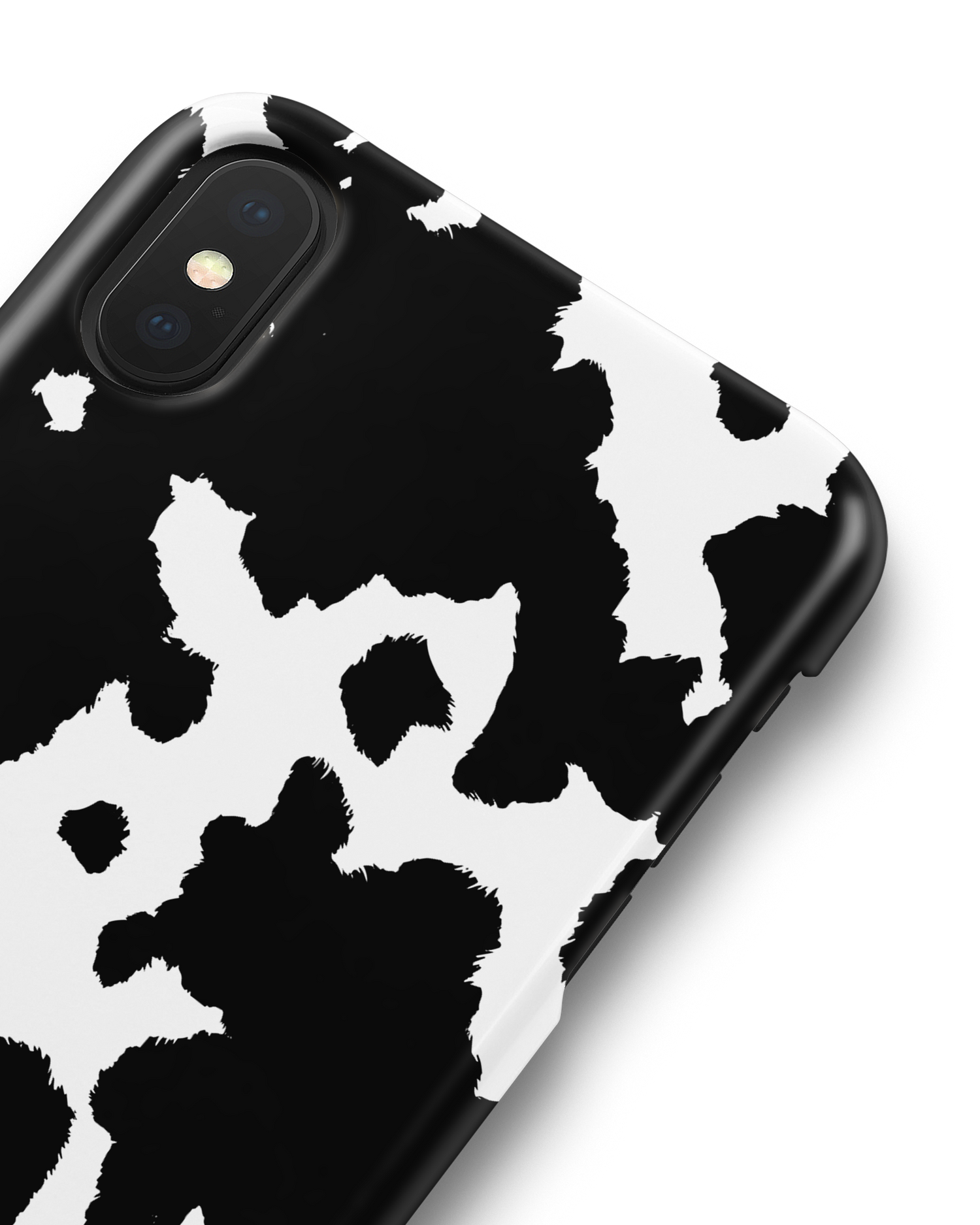 Cow Print Hard Shell Phone Case Apple iPhone X, Apple iPhone XS: Detail Shot
