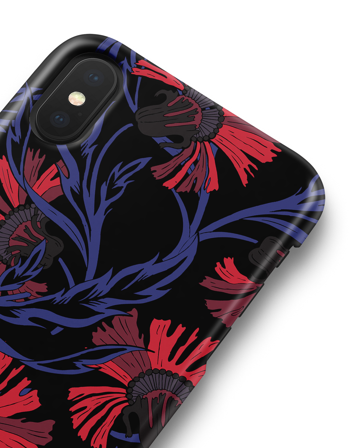 Midnight Floral Hard Shell Phone Case Apple iPhone X, Apple iPhone XS: Detail Shot