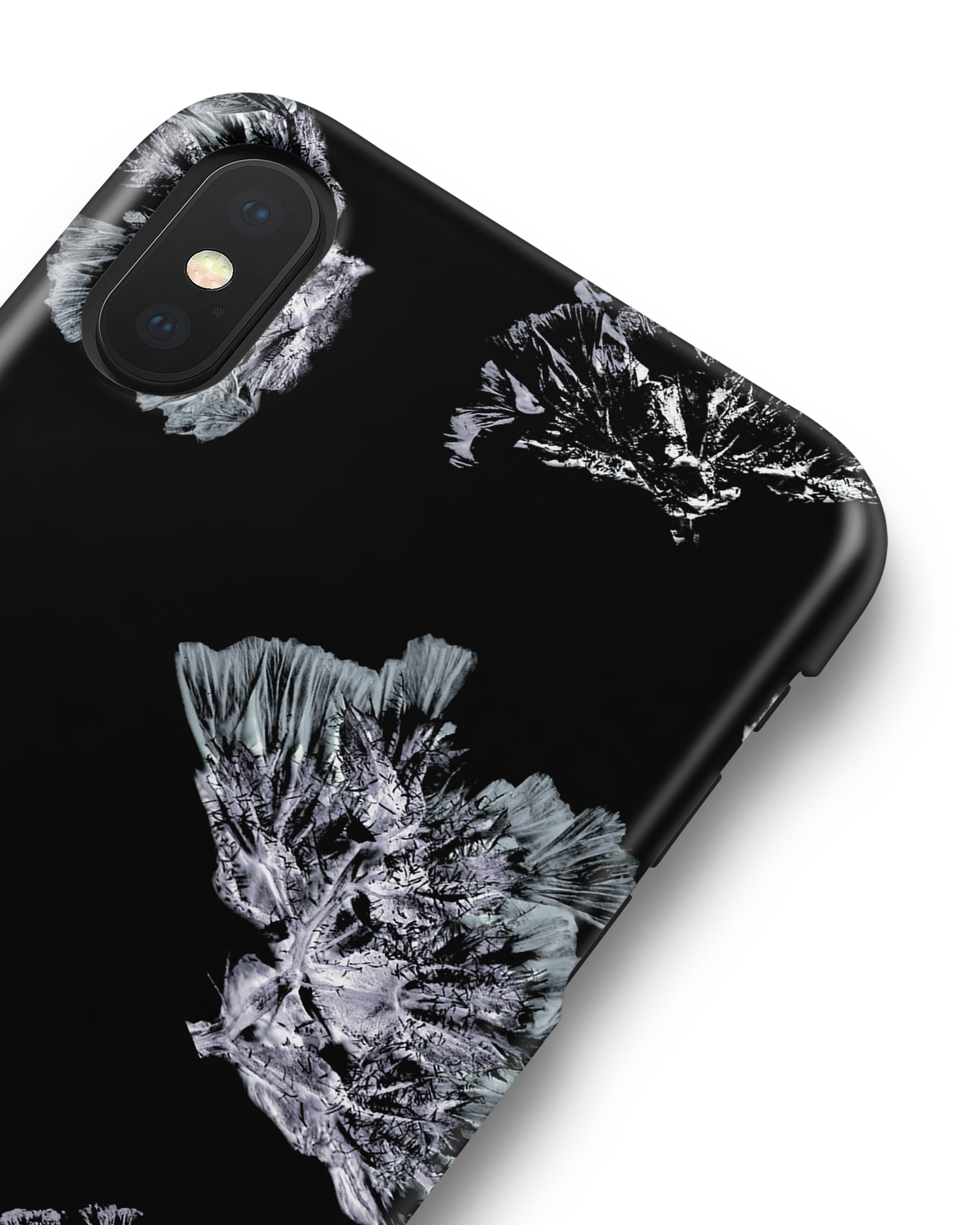 Silver Petals Hard Shell Phone Case Apple iPhone X, Apple iPhone XS: Detail Shot