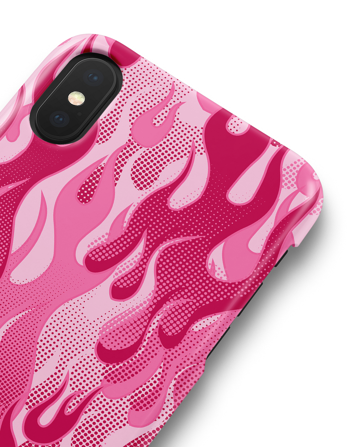Pink Flames Hard Shell Phone Case Apple iPhone X, Apple iPhone XS: Detail Shot