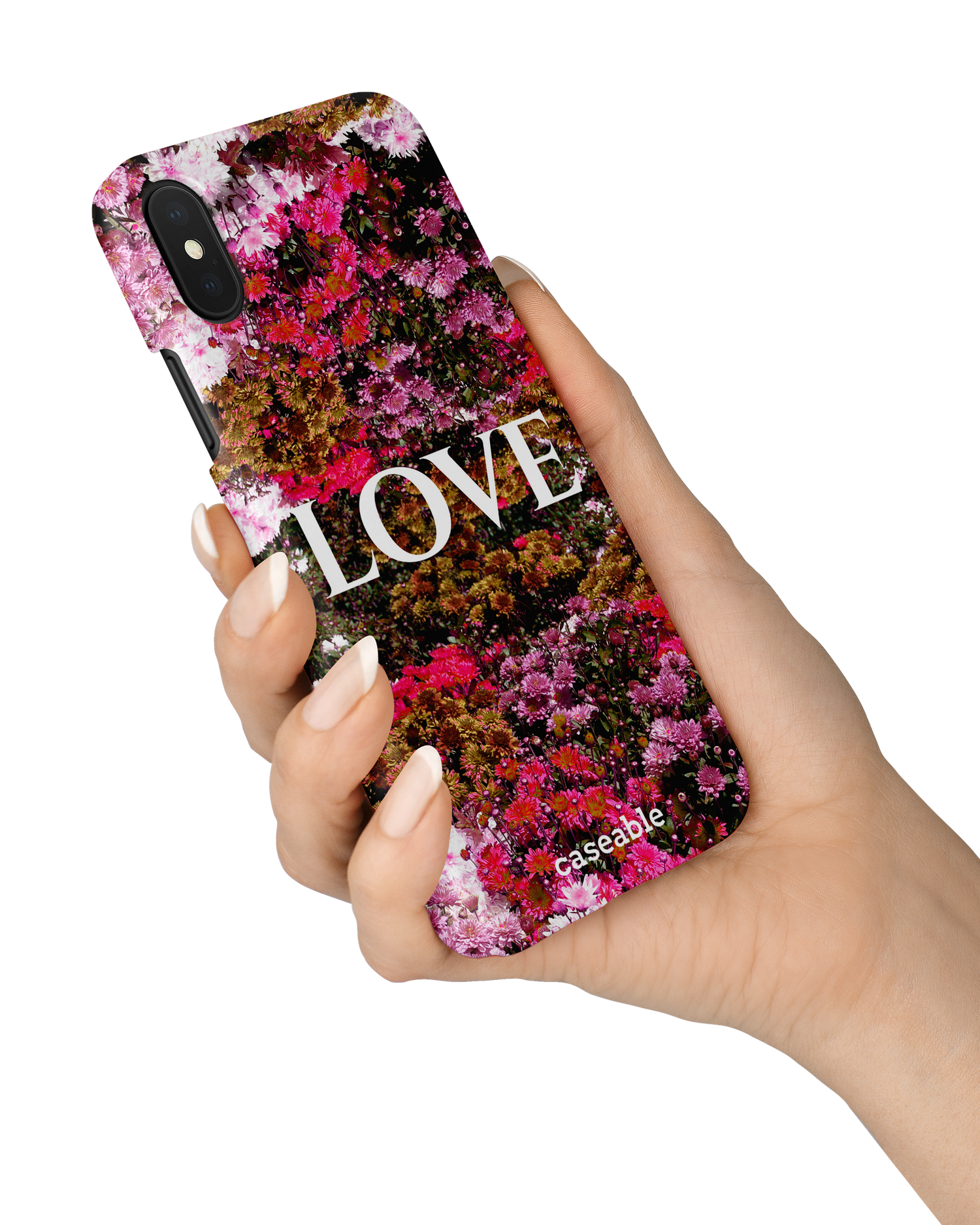 Luxe Love Hard Shell Phone Case Apple iPhone X, Apple iPhone XS held in hand