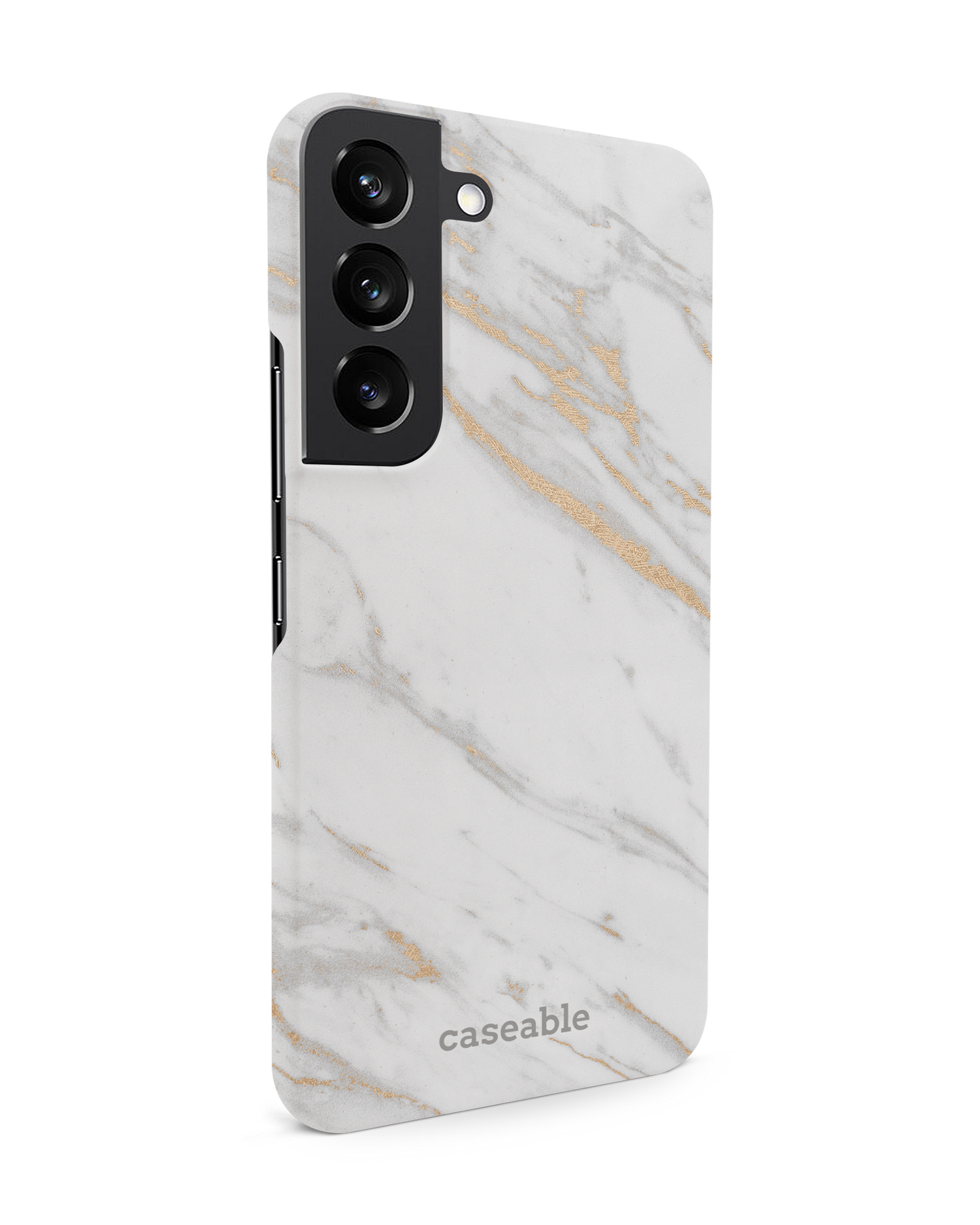 Gold Marble Elegance Hard Shell Phone Case Samsung Galaxy S22 5G: View from the left side