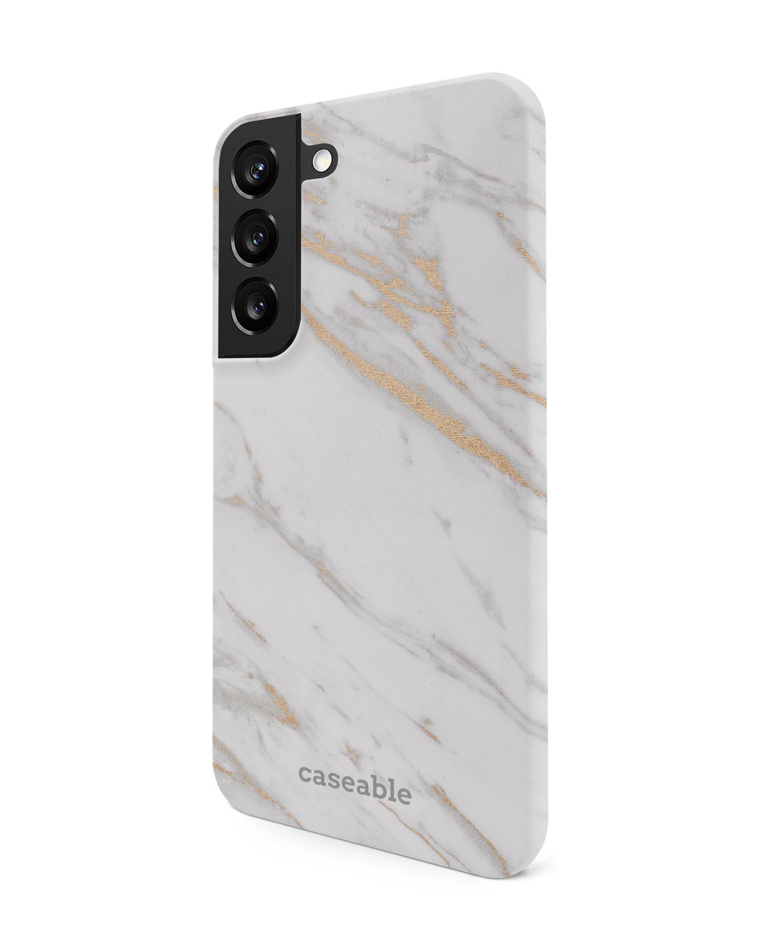 Gold Marble Elegance Hard Shell Phone Case Samsung Galaxy S22 5G: View from the right side
