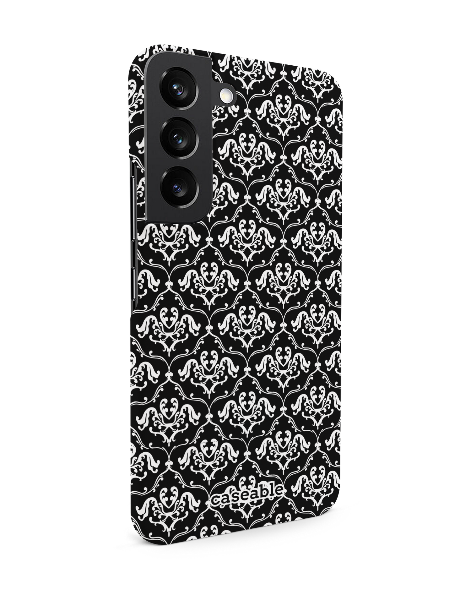 Black French Lillies Hard Shell Phone Case Samsung Galaxy S22 5G: View from the left side