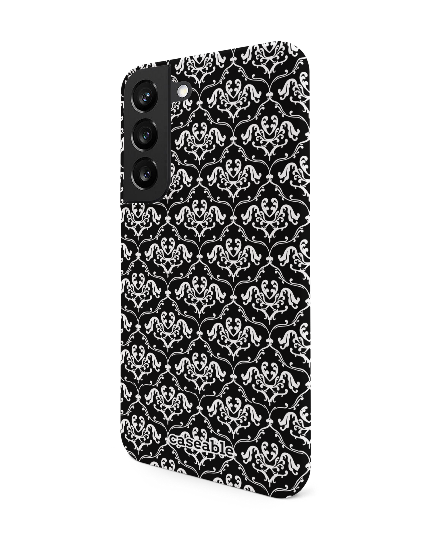 Black French Lillies Hard Shell Phone Case Samsung Galaxy S22 5G: View from the right side