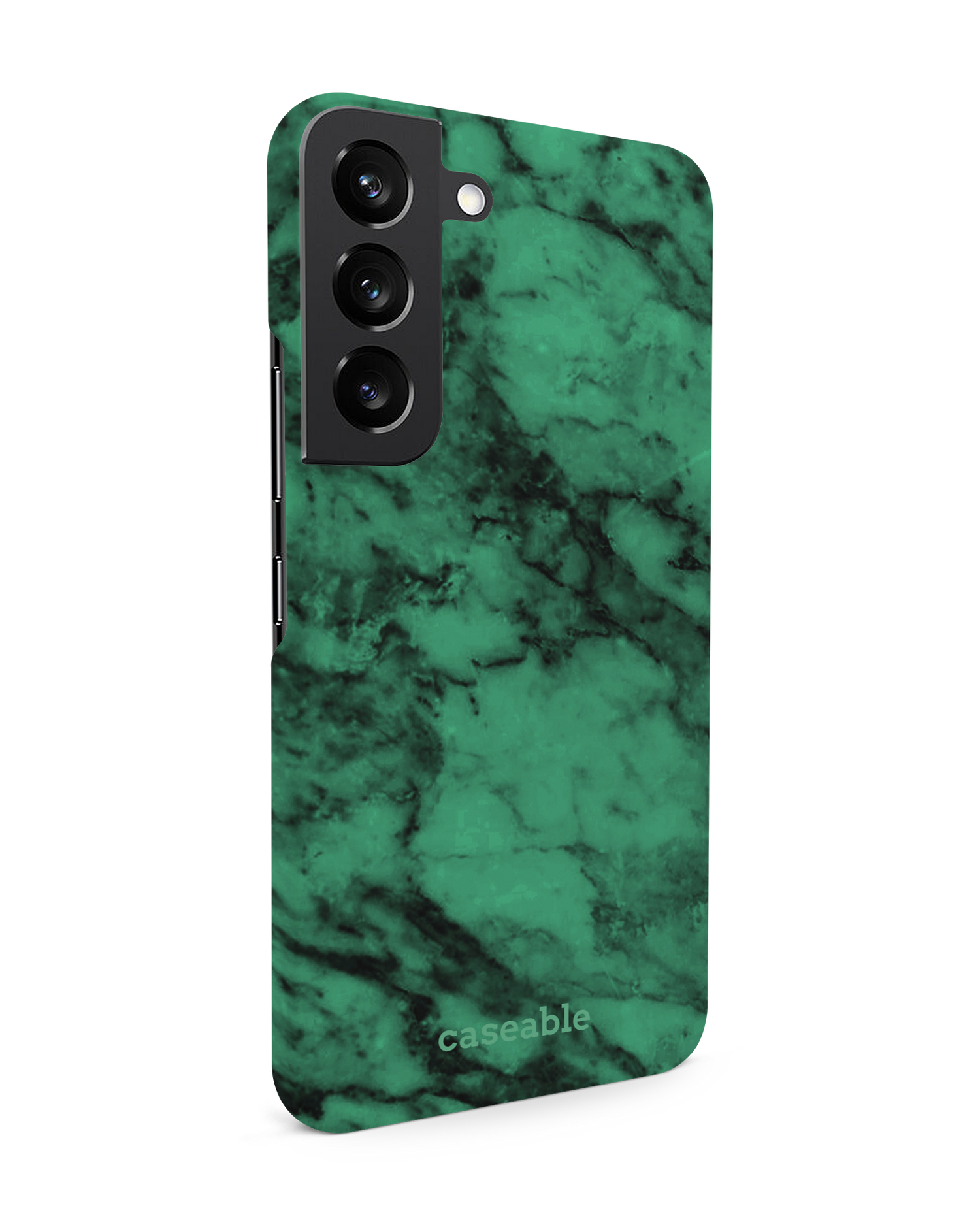 Green Marble Hard Shell Phone Case Samsung Galaxy S22 5G: View from the left side