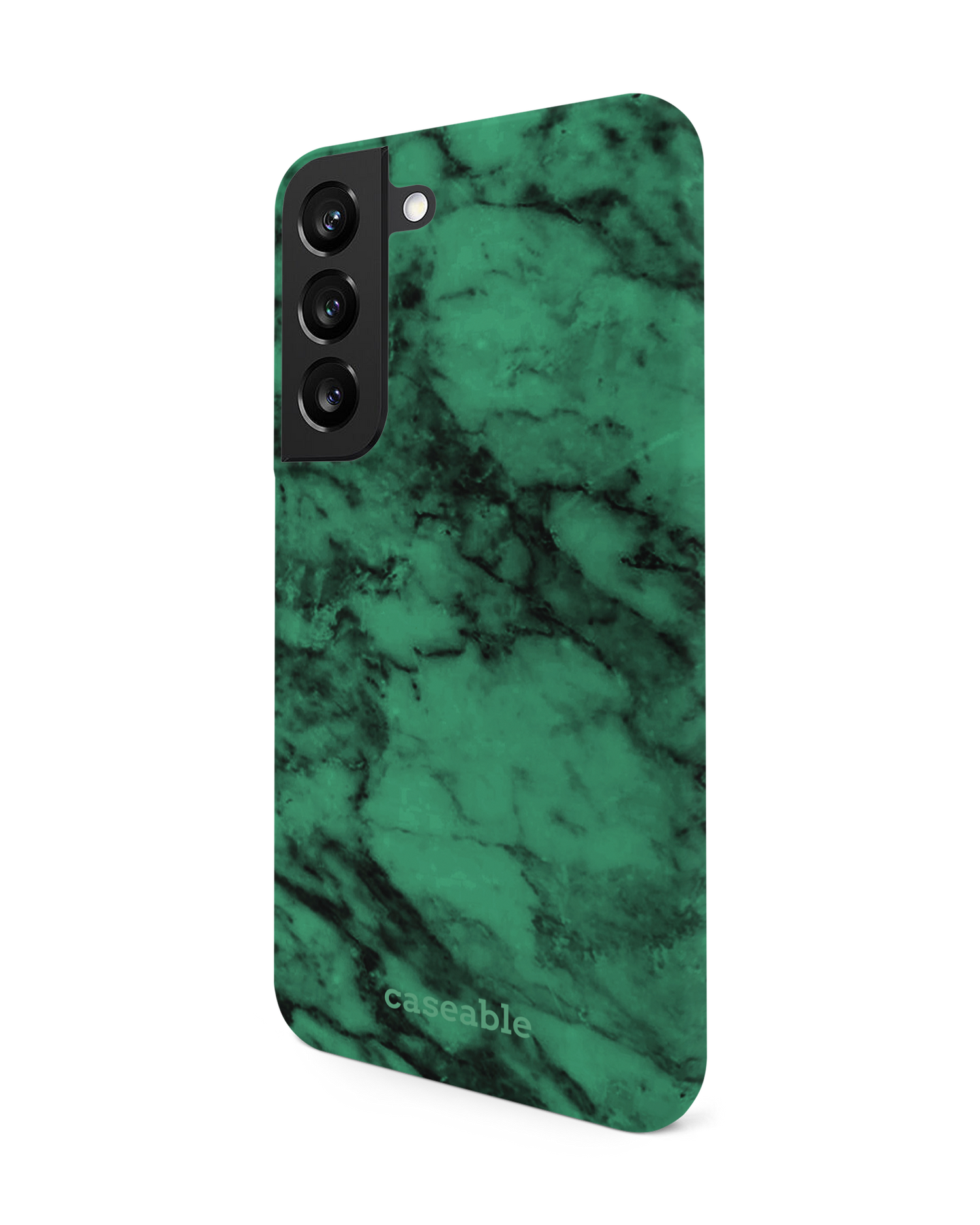 Green Marble Hard Shell Phone Case Samsung Galaxy S22 5G: View from the right side
