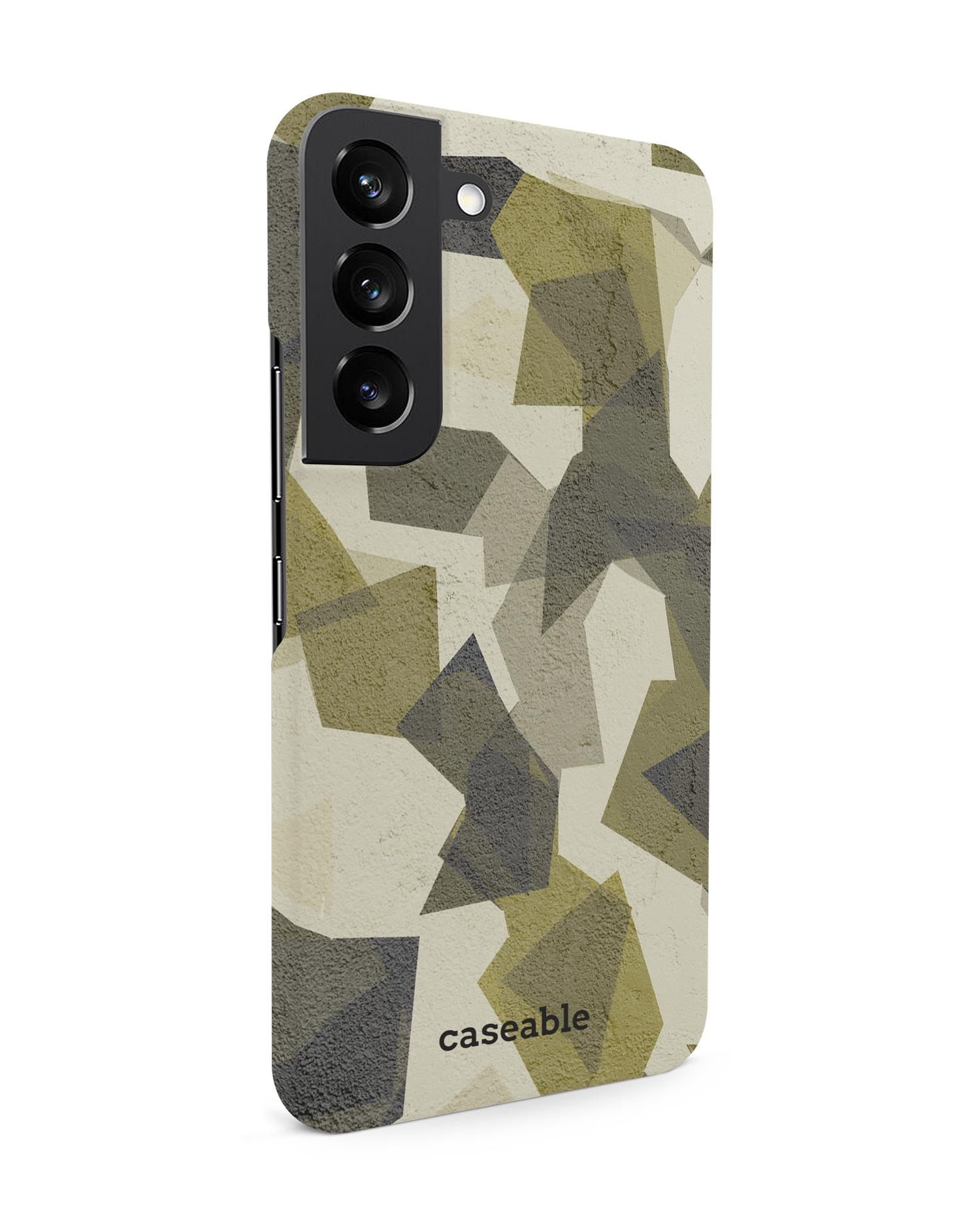 Geometric Camo Green Hard Shell Phone Case Samsung Galaxy S22 5G: View from the left side