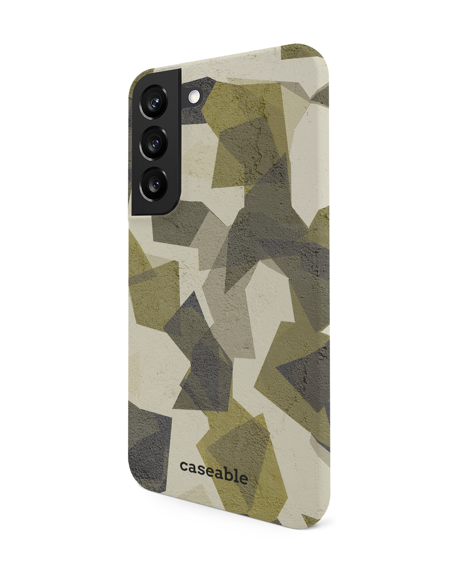Geometric Camo Green Hard Shell Phone Case Samsung Galaxy S22 5G: View from the right side