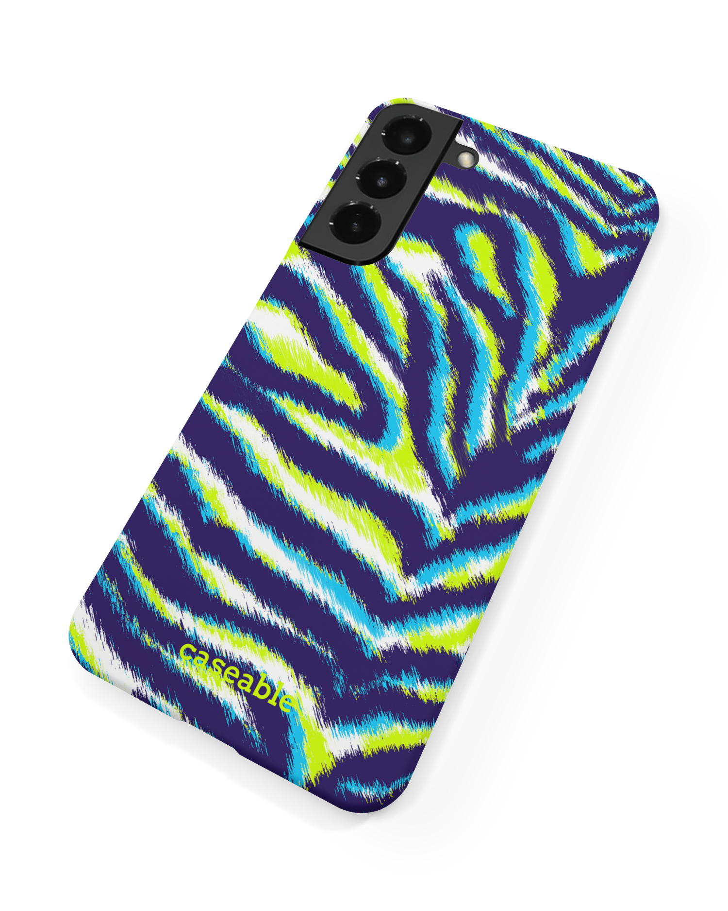 Neon Zebra Hard Shell Phone Case Samsung Galaxy S22 5G: Back View
