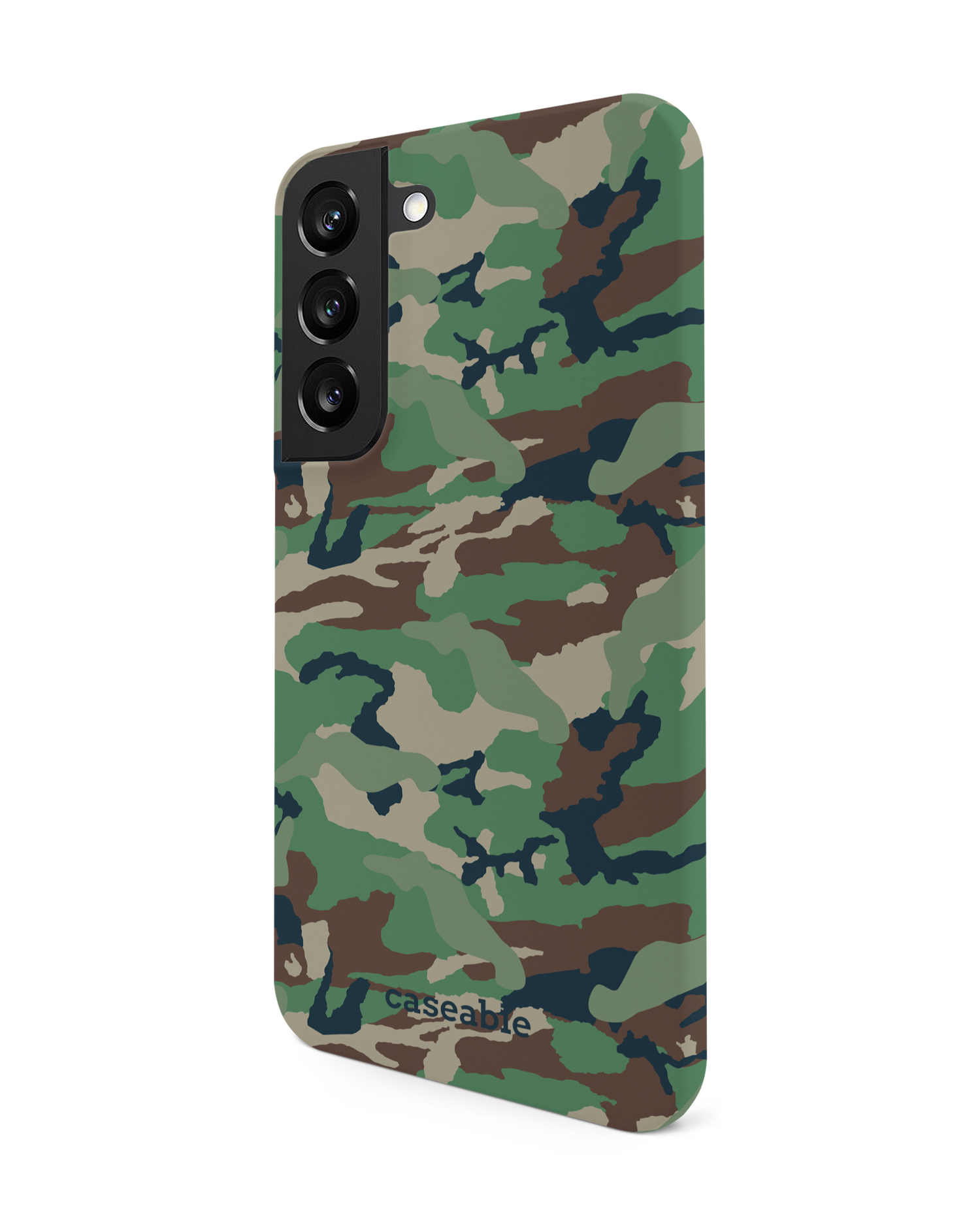 Green and Brown Camo Hard Shell Phone Case Samsung Galaxy S22 5G: View from the right side