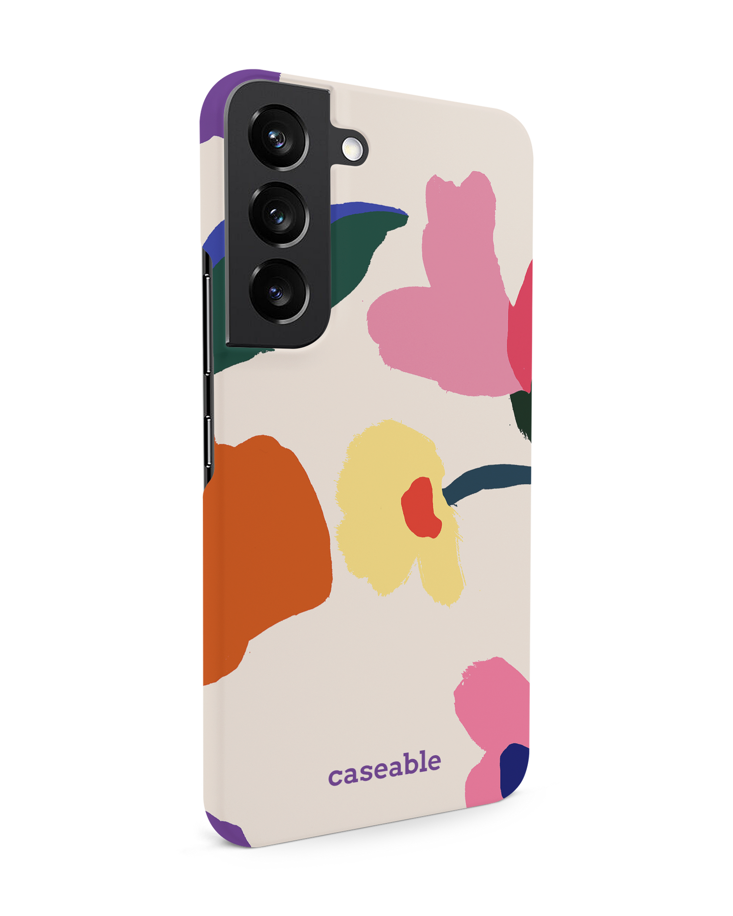 Handpainted Blooms Hard Shell Phone Case Samsung Galaxy S22 5G: View from the left side