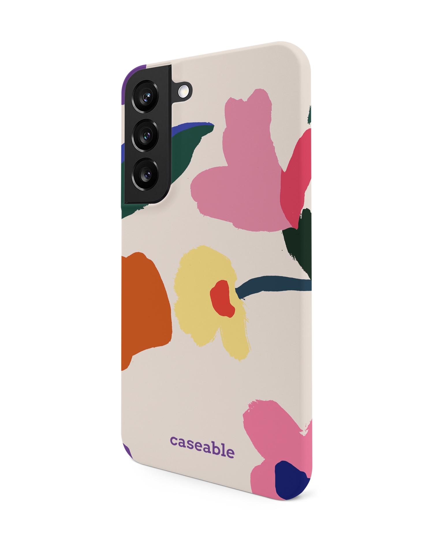 Handpainted Blooms Hard Shell Phone Case Samsung Galaxy S22 5G: View from the right side
