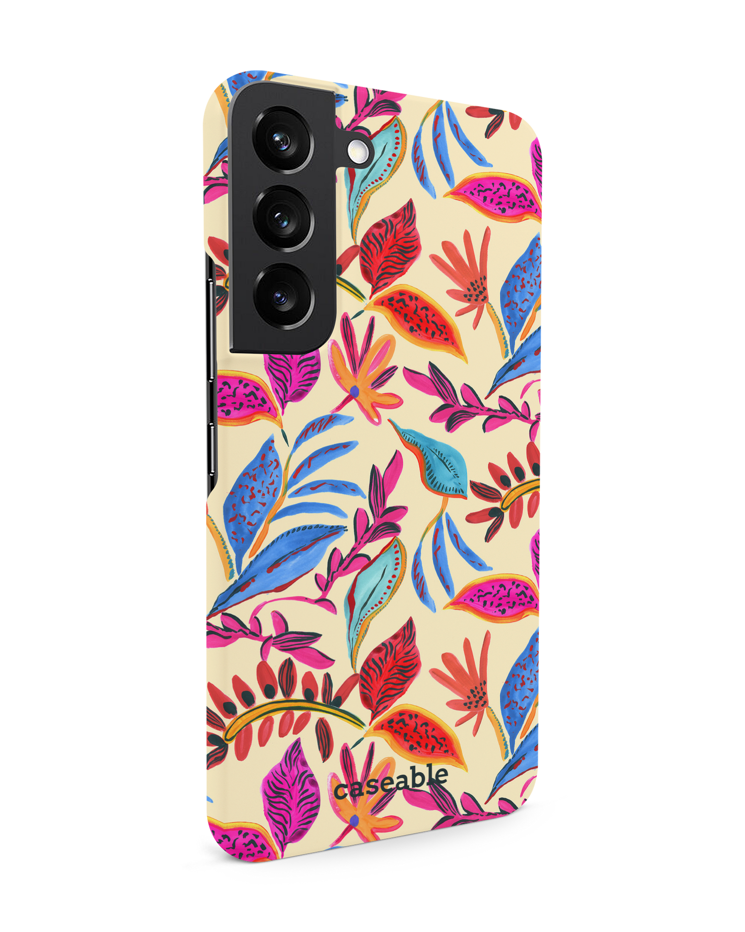 Painterly Spring Leaves Hard Shell Phone Case Samsung Galaxy S22 5G: View from the left side